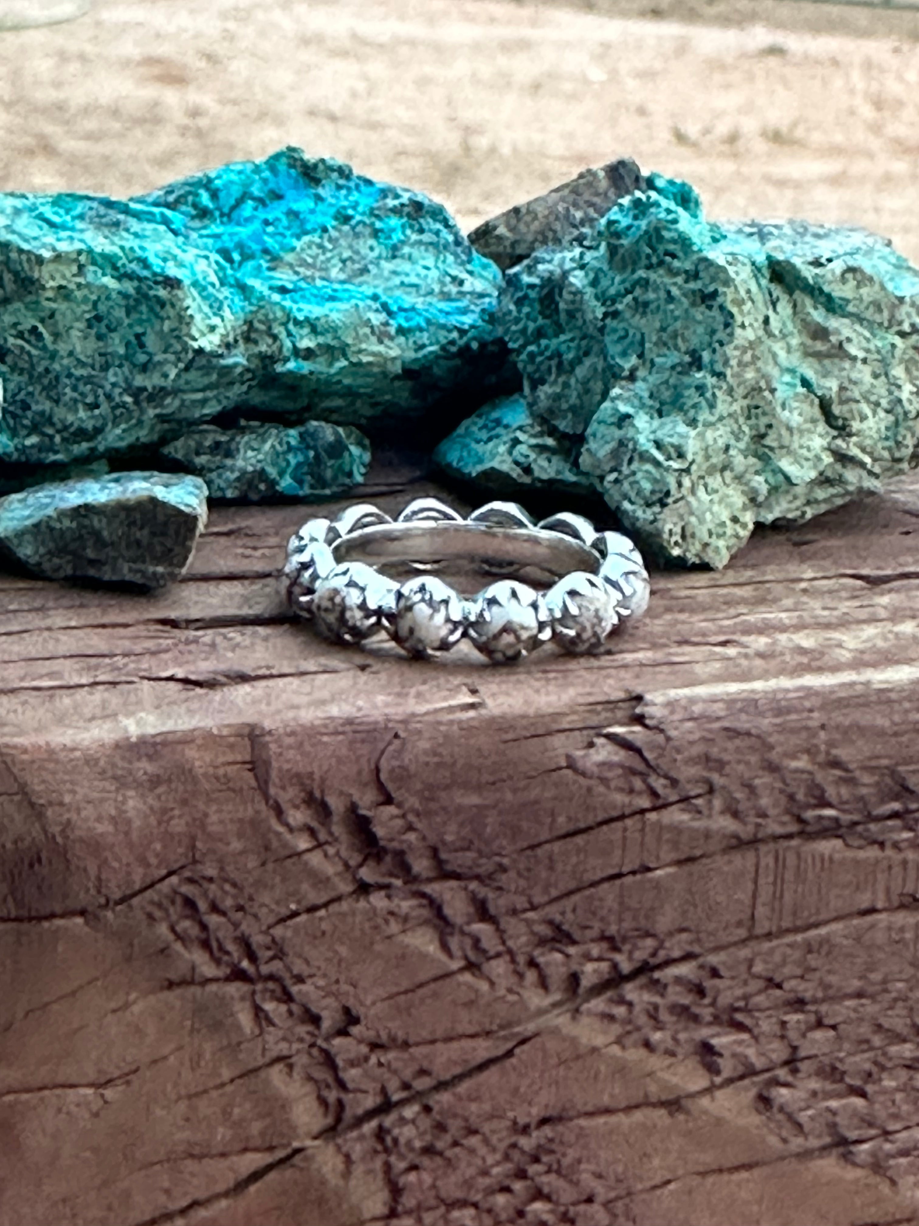 Natural Wild Horse & Sterling Silver Mini Eternity Band