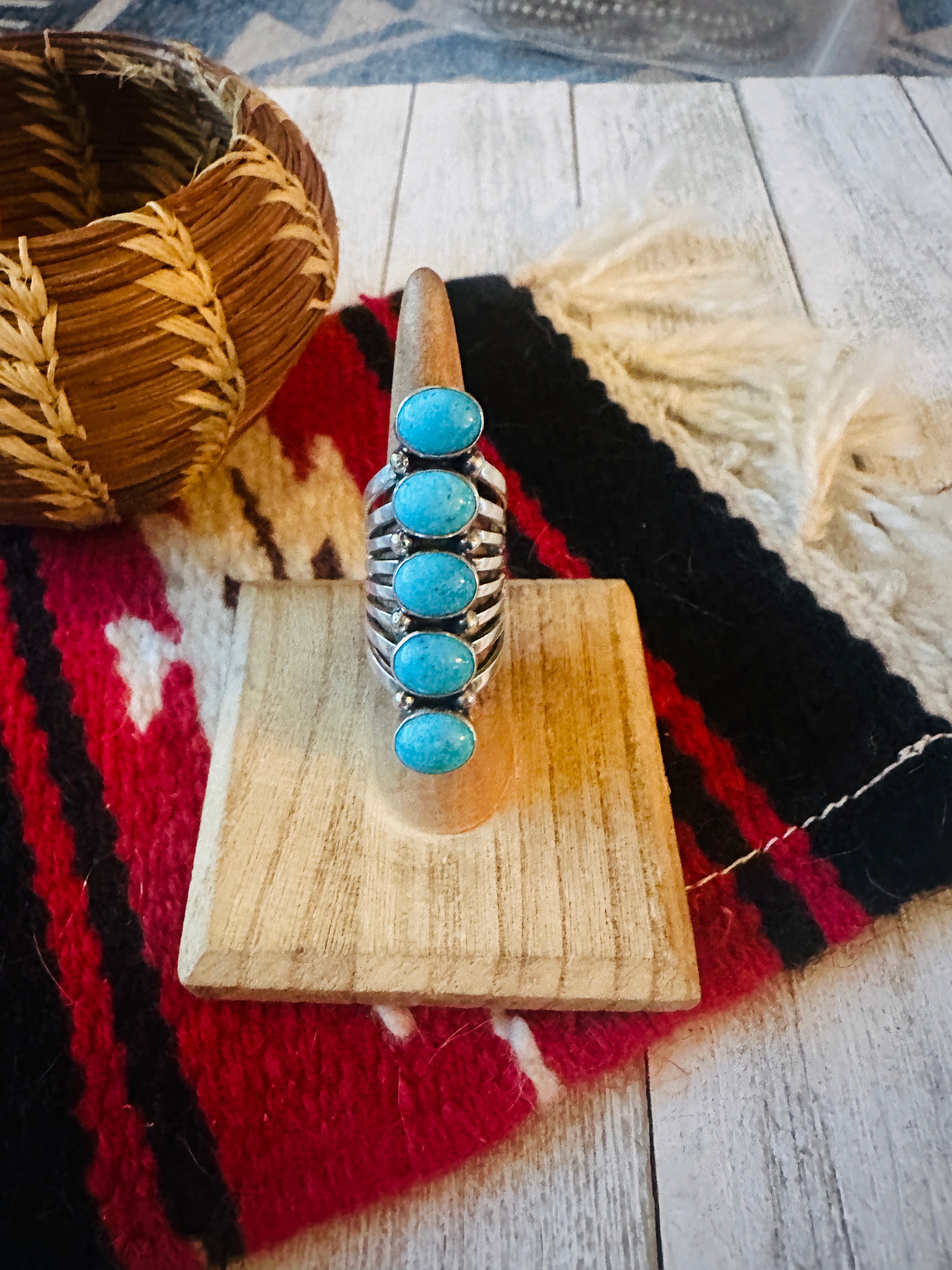 Navajo Turquoise & Sterling Silver Climber Ring