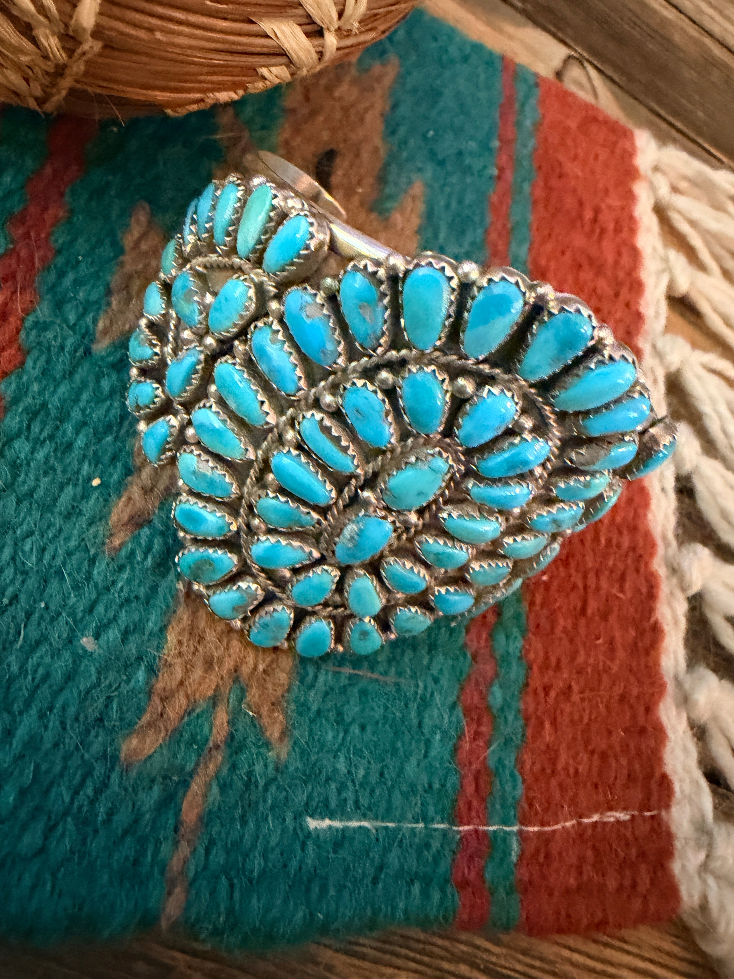 Handcrafted Turquoise & Sterling Silver Cluster Cuff Bracelet By Juliana Williams