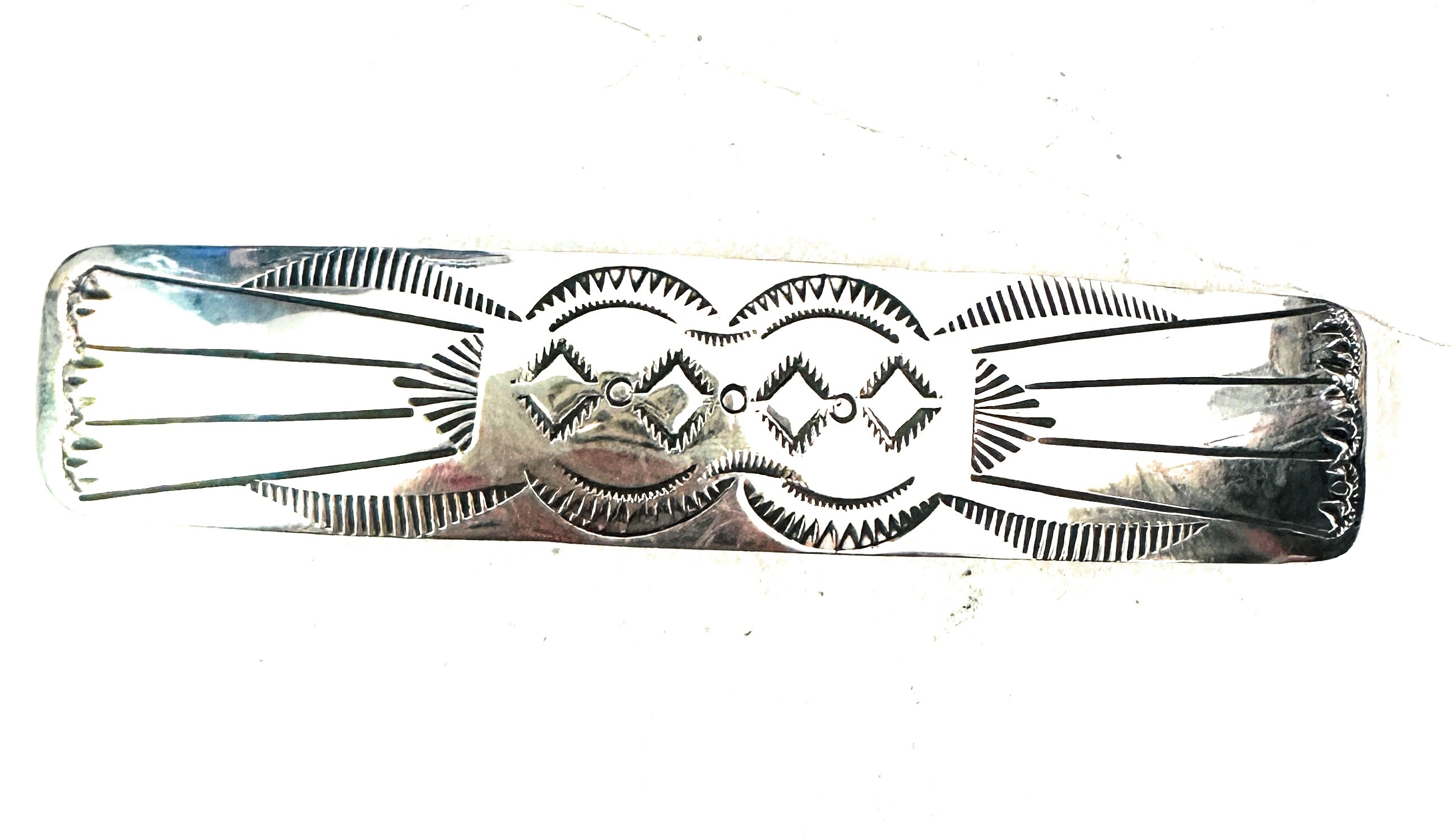 Navajo Hand Stamped Sterling Silver Hair Barrette