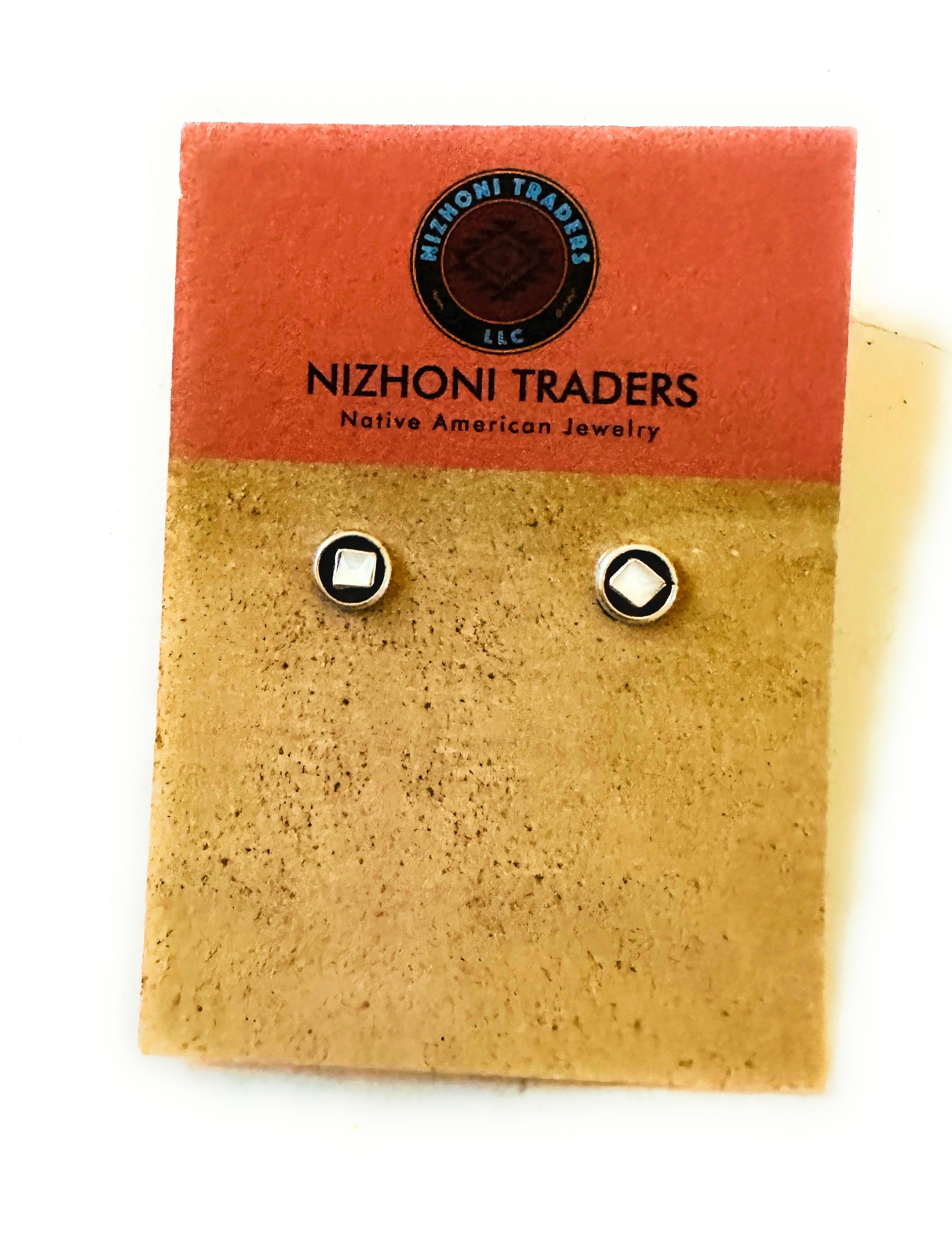 Navajo Mother of Pearl and Sterling Silver Shadowbox Stud Earrings