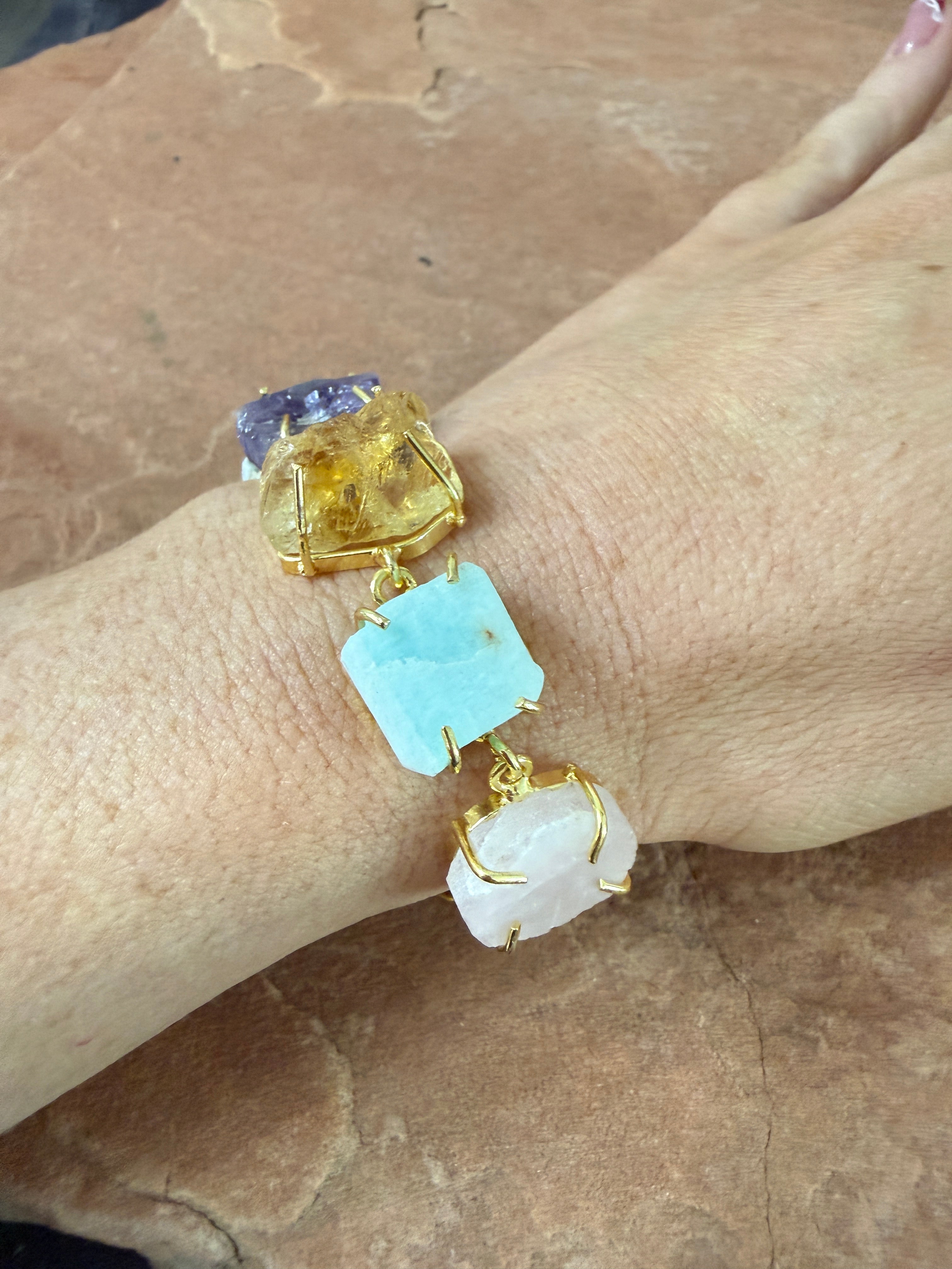 “The Golden Collection” Moonlight Harmony Handmade Gold Plated Gemstone Bracelets style 1