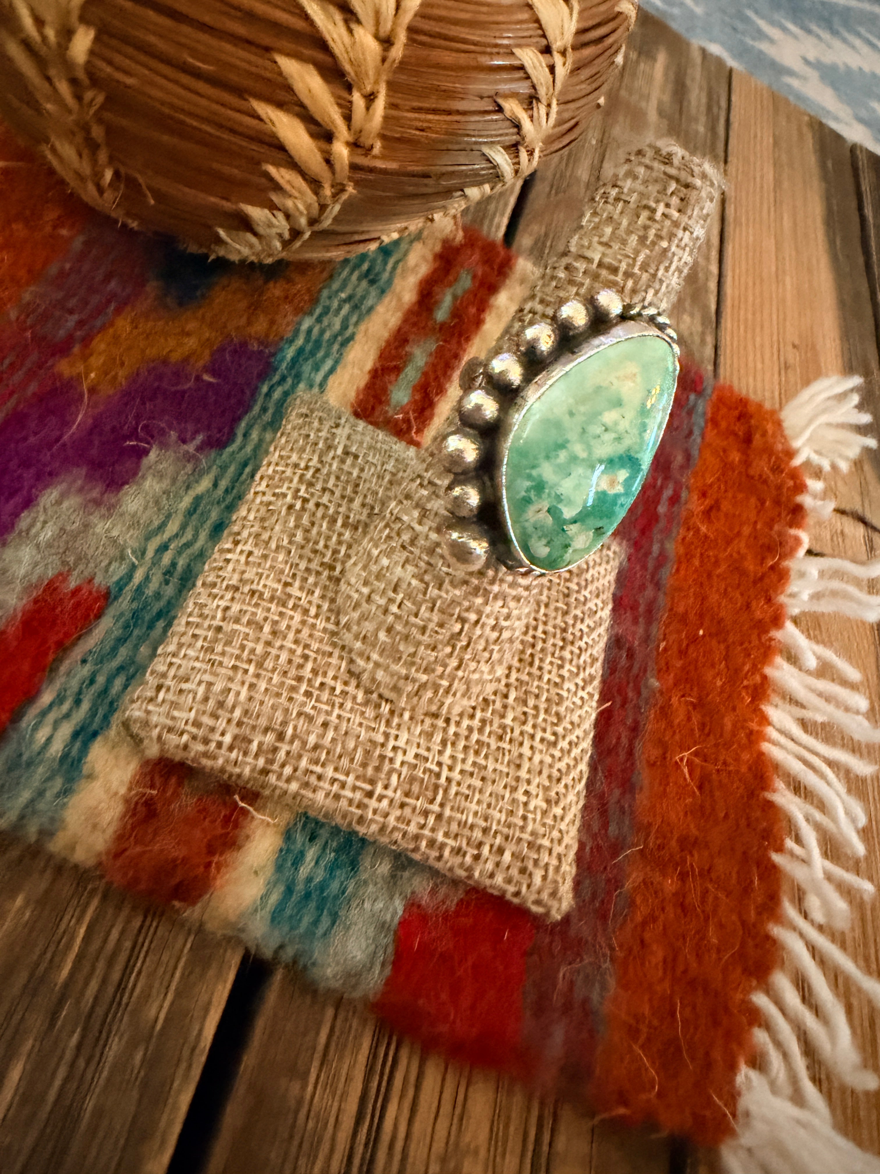 Handmade Sterling Silver and Turquoise Adjustable Ring