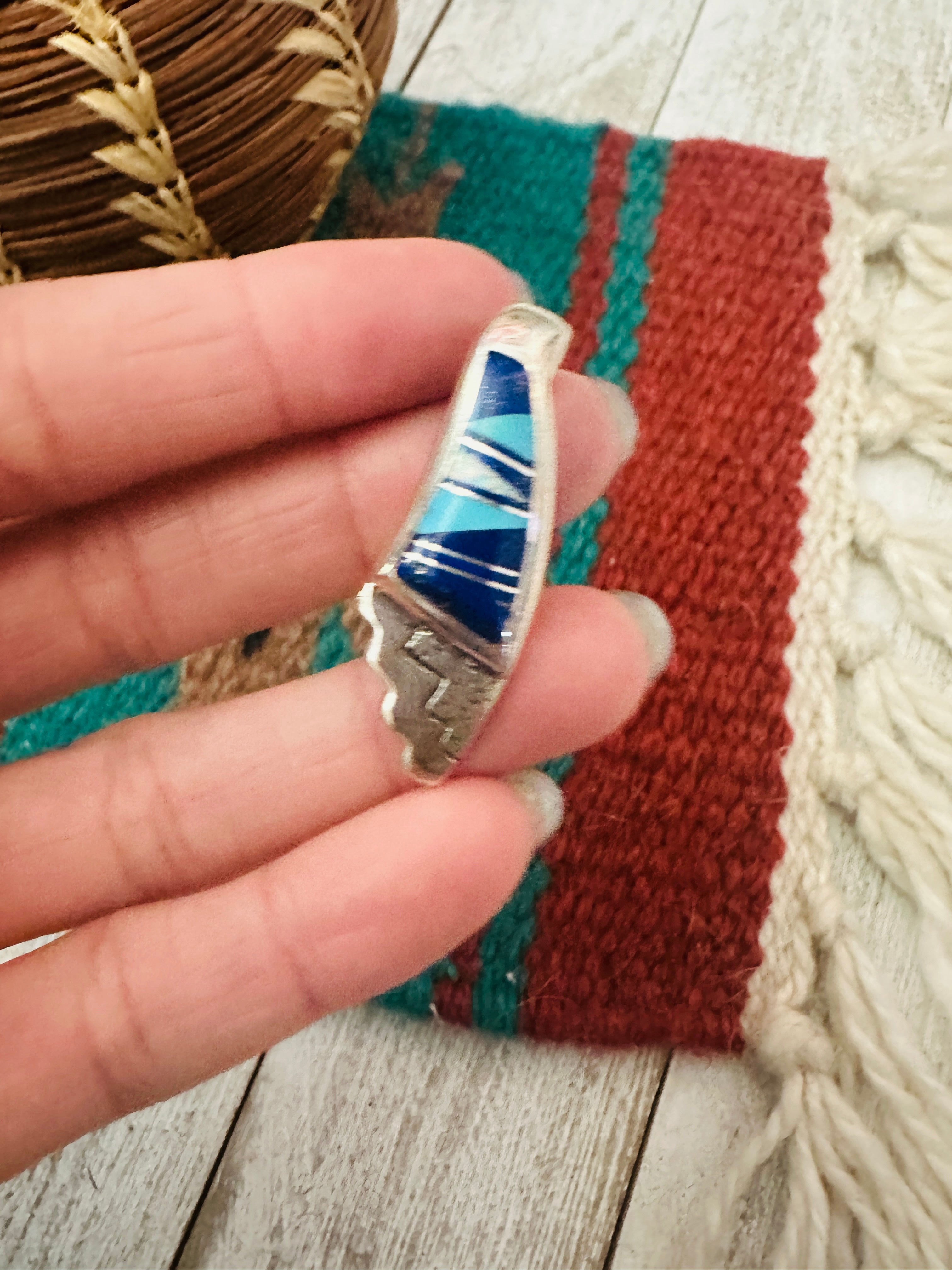 Navajo Multi Stone & Sterling Silver Inlay Pendant