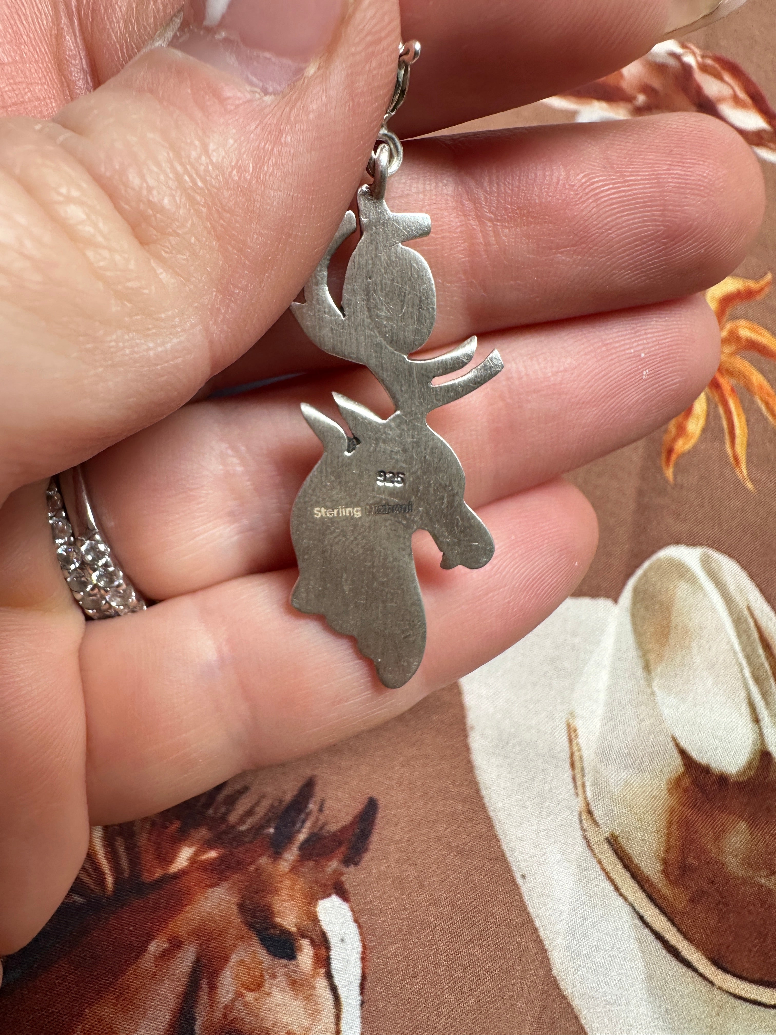 Handmade Sterling Silver and Sonoran Mountain Turquoise REINDEER Charm