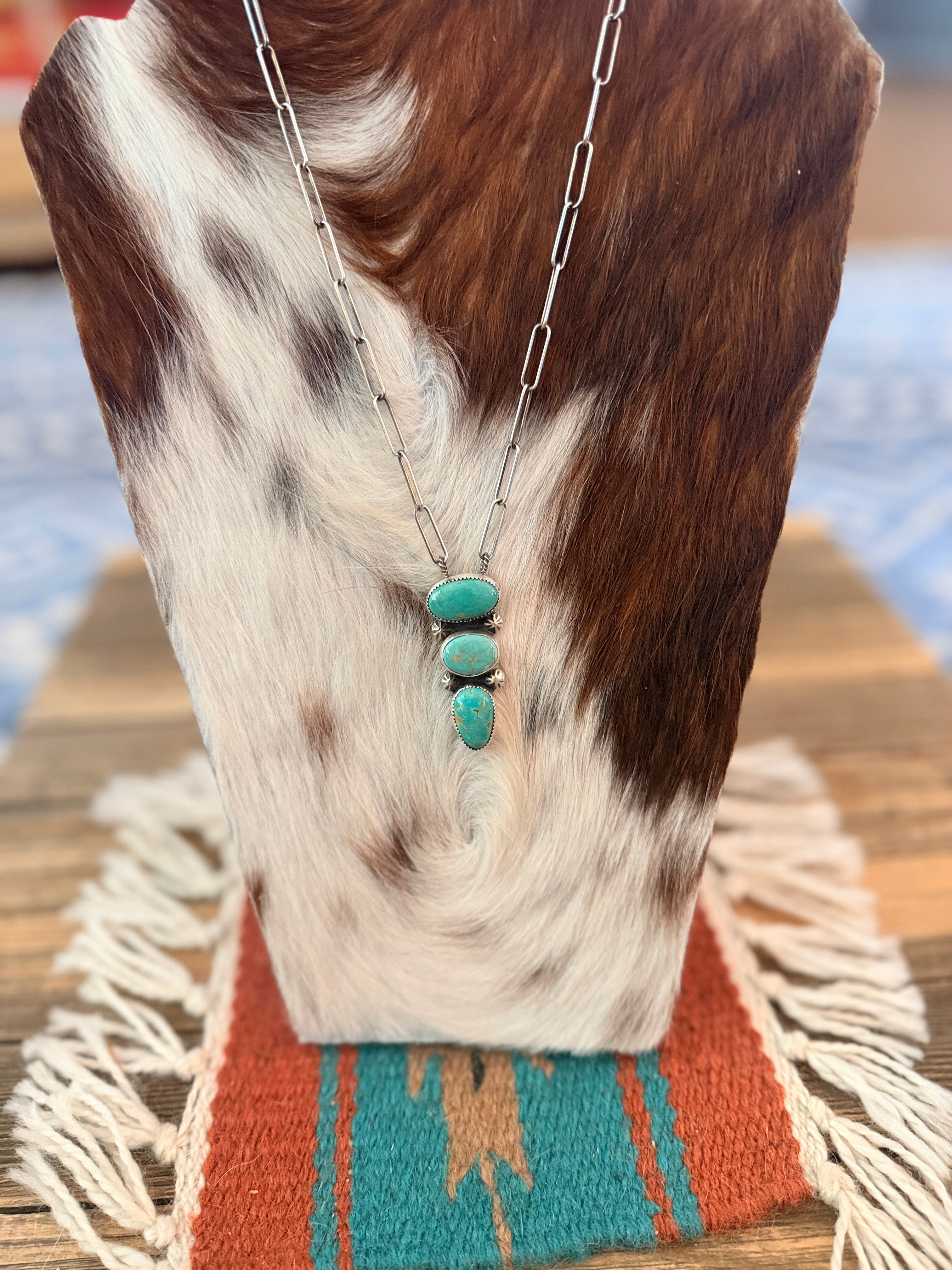 Handmade Sterling Silver & Tyrone Turquoise Necklace