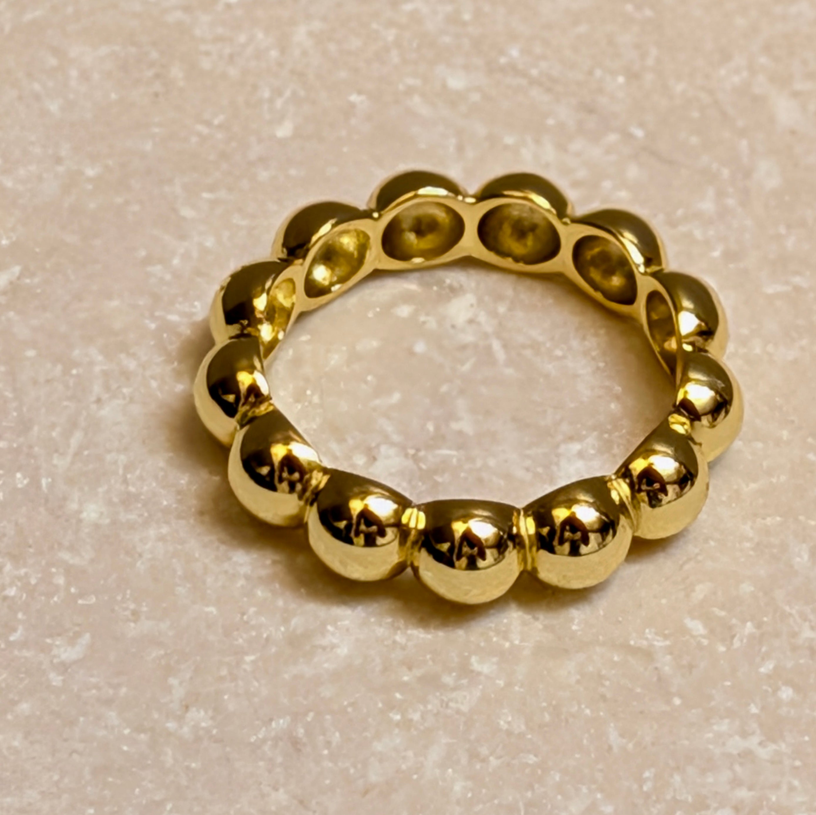 14k Gold Plated Sterling Silver Chunky Bubble Ring Size 6