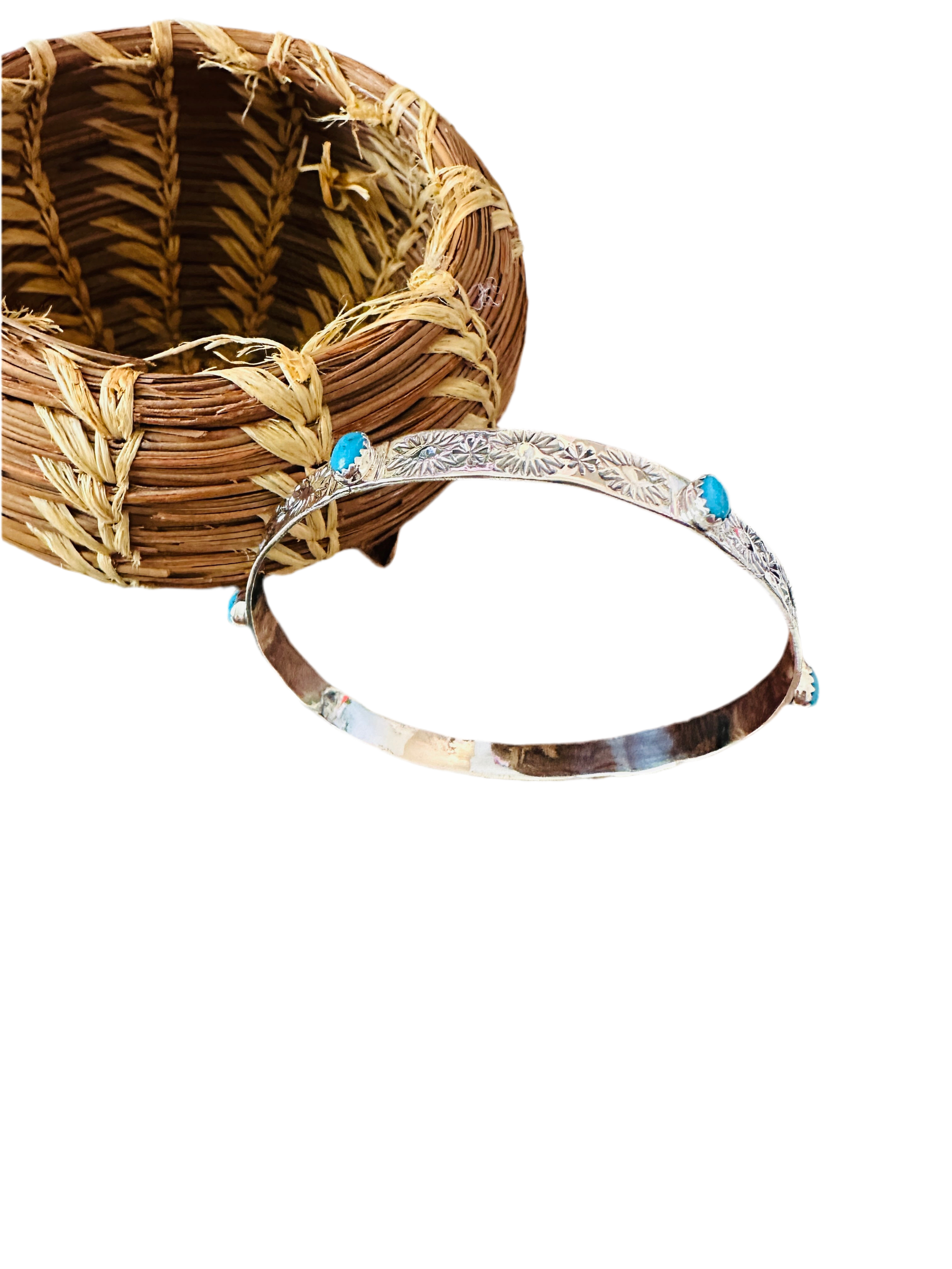 Handcrafted Turquoise & Sterling Silver Bangle Bracelet