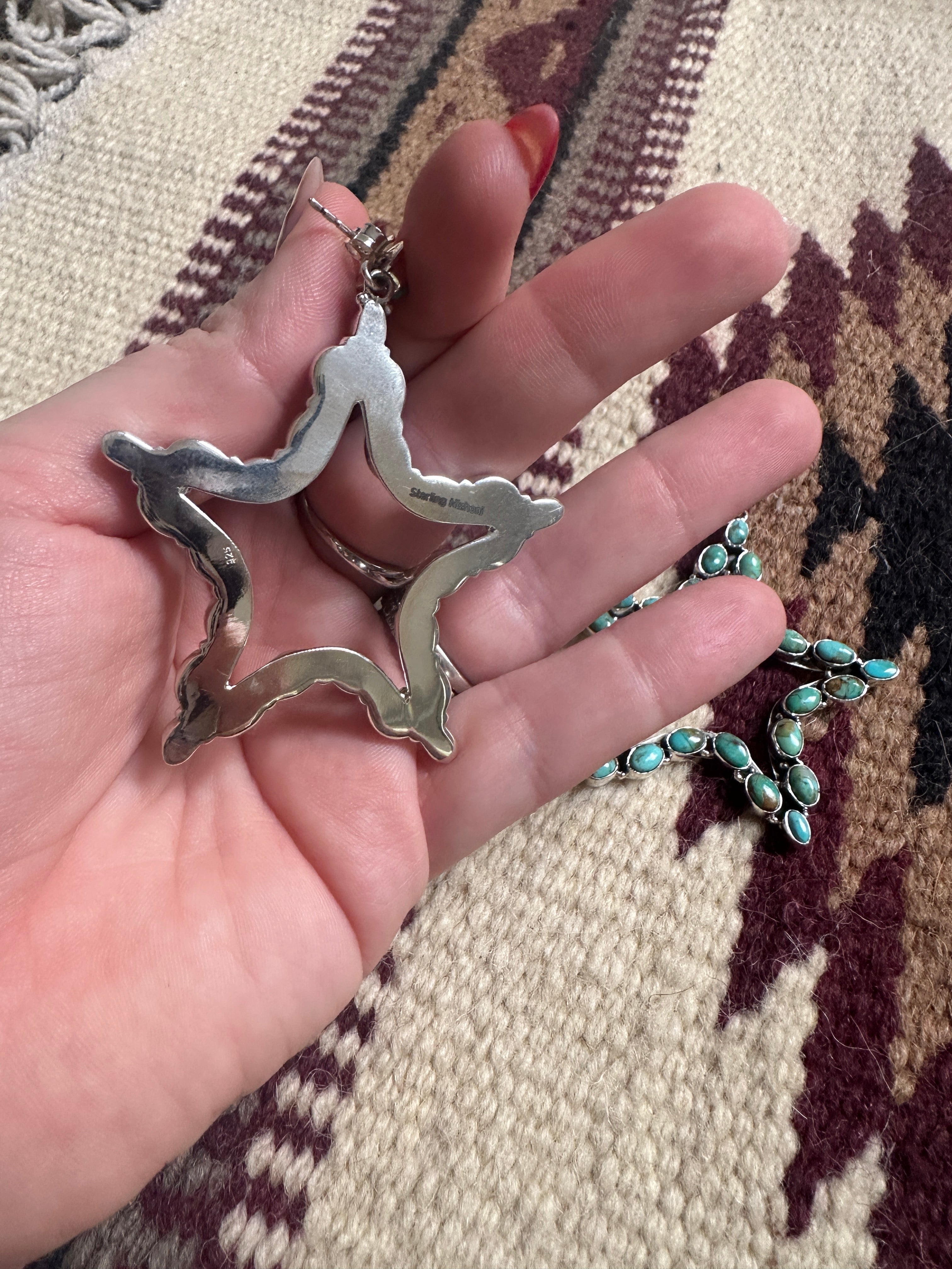 STARLIGHT Handmade Turquoise & Sterling Silver Star Dangle Earrings