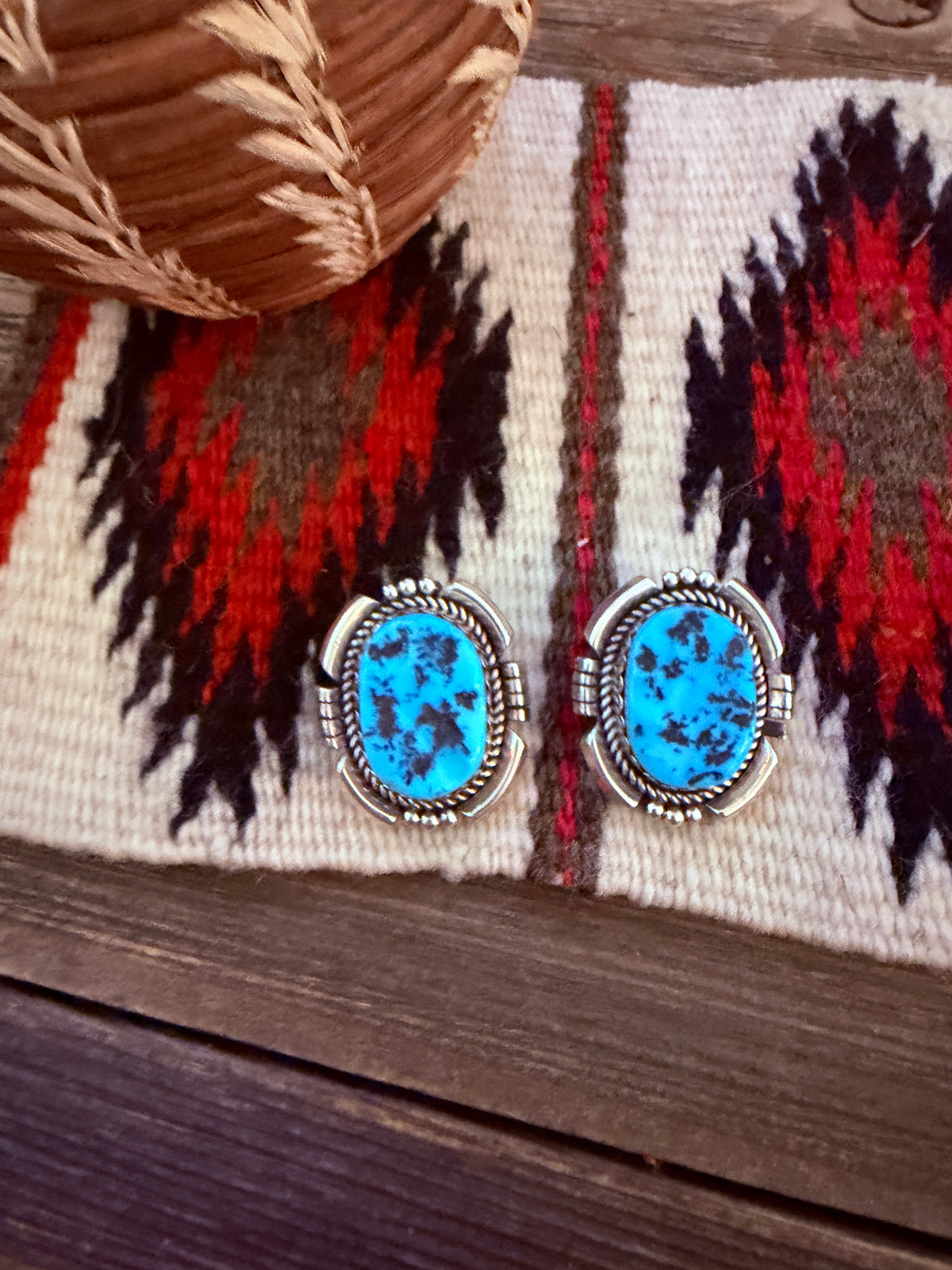 Handcrafted Turquoise & Sterling Silver Clip On Earrings