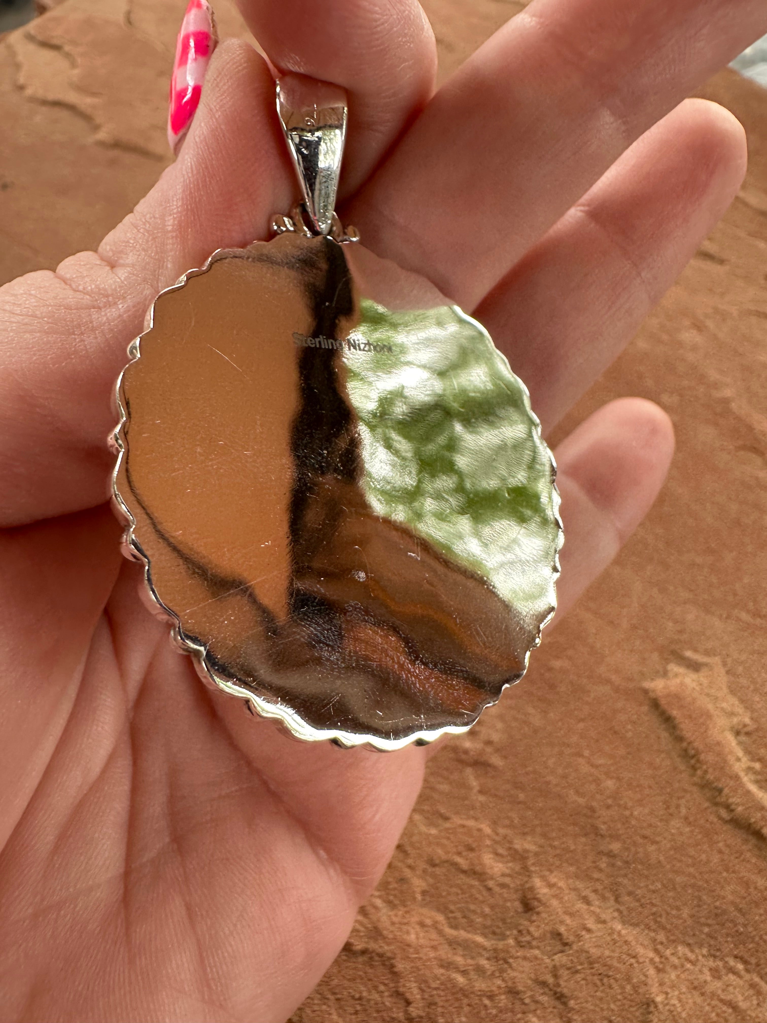 Beautiful Handmade Sterling Silver, White Buffalo & Turquoise Cluster Pendant