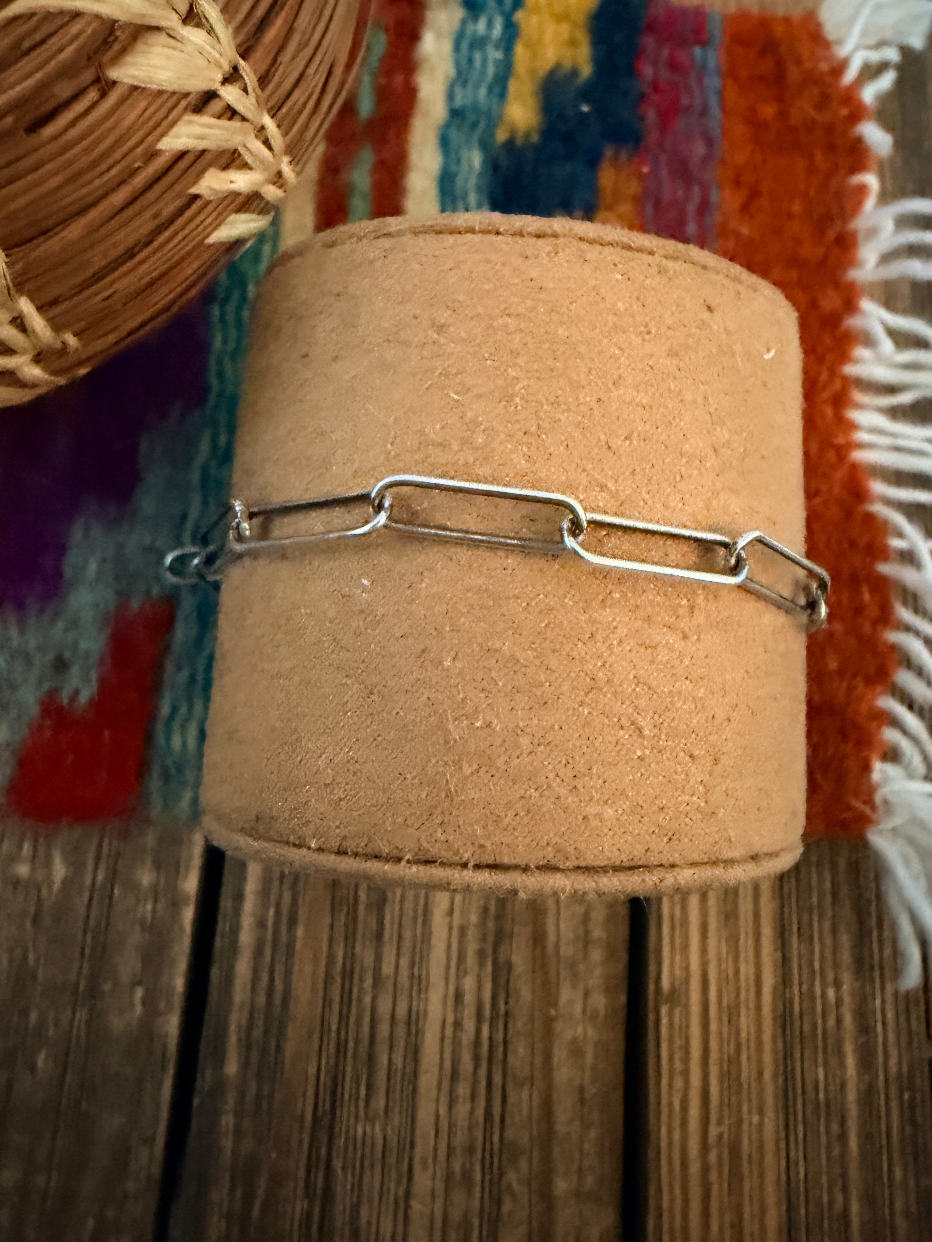 Handmade Sterling Silver Paperclip Anklet