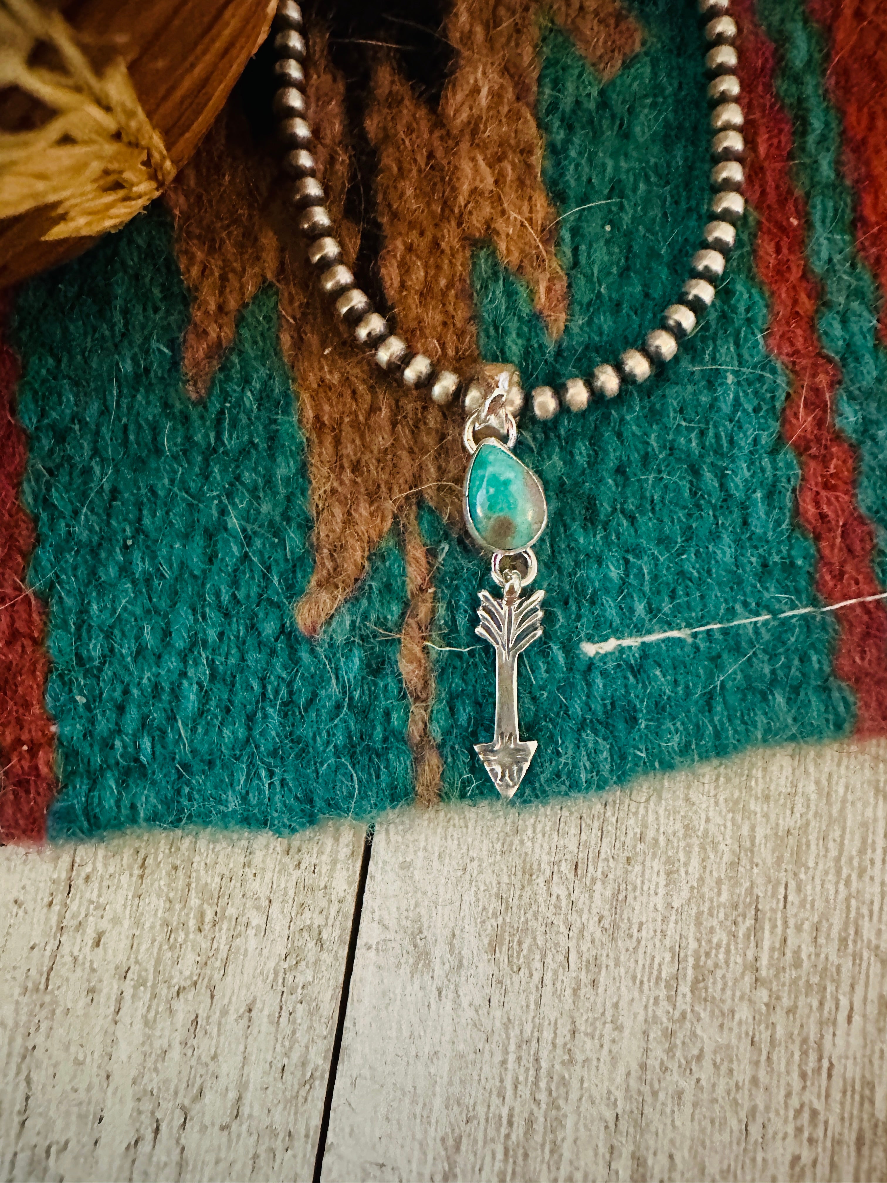 Navajo Turquoise & Sterling Silver Arrow Pendant