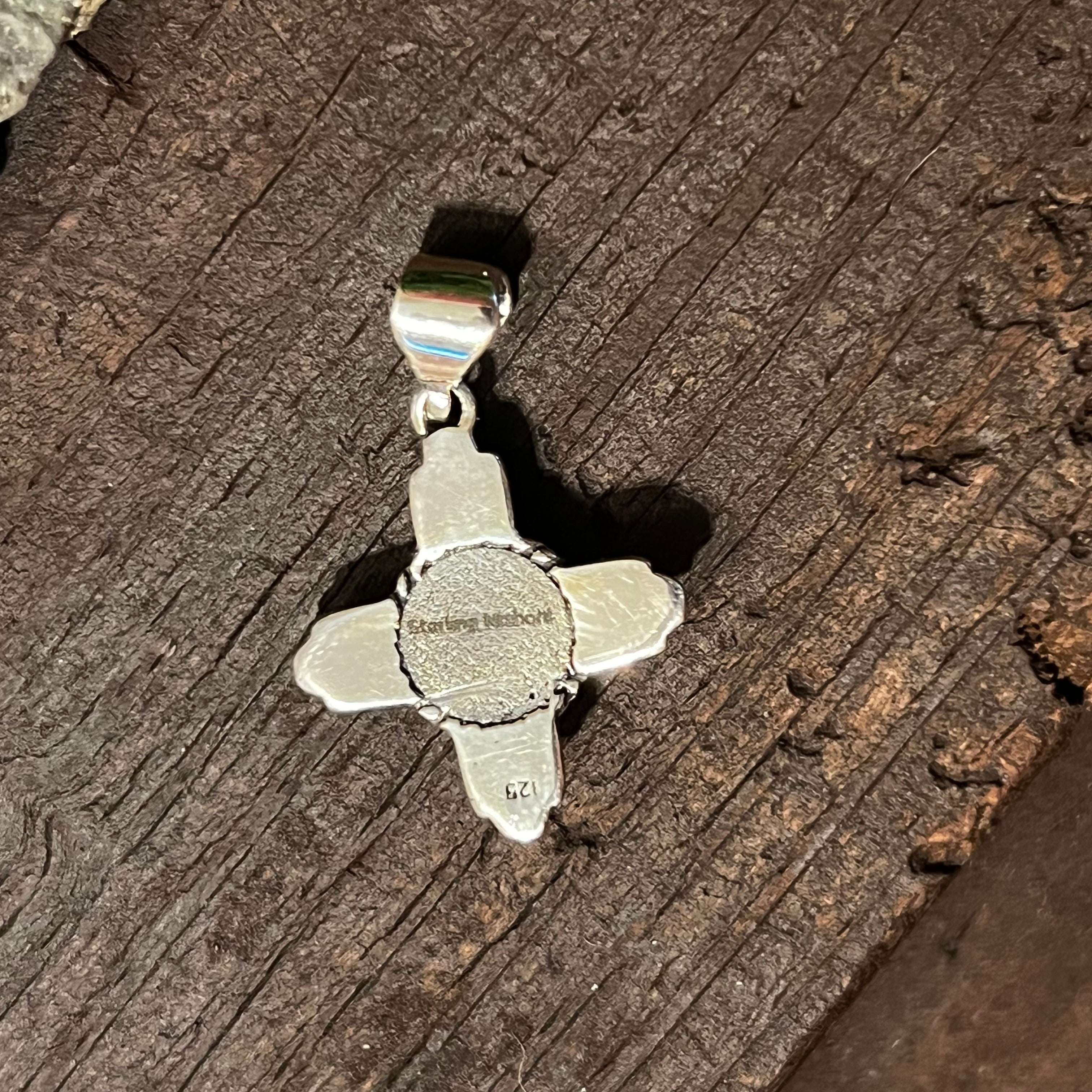 Handmade Sterling Silver & Palomino Turquoise Zia Pendant