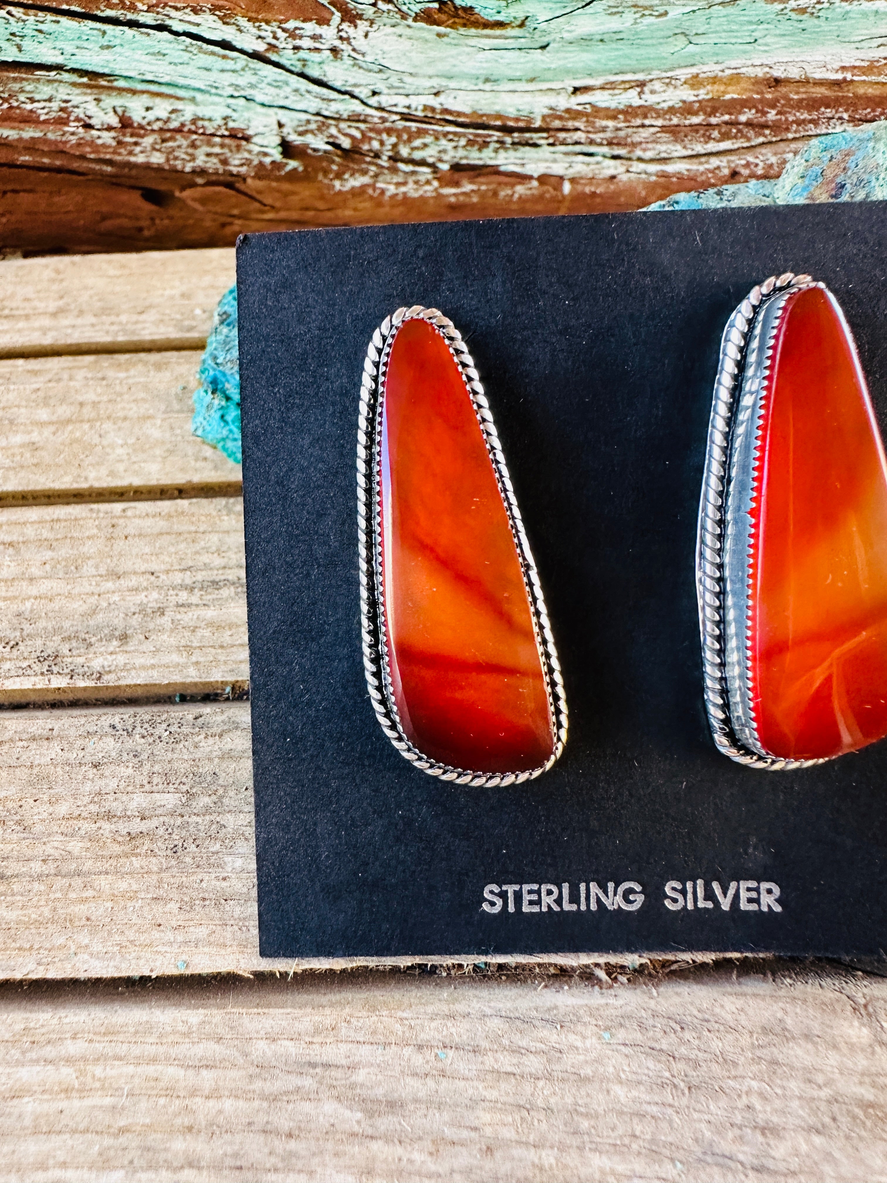 Handcrafted Carnelian & Sterling Silver Dangle Earrings