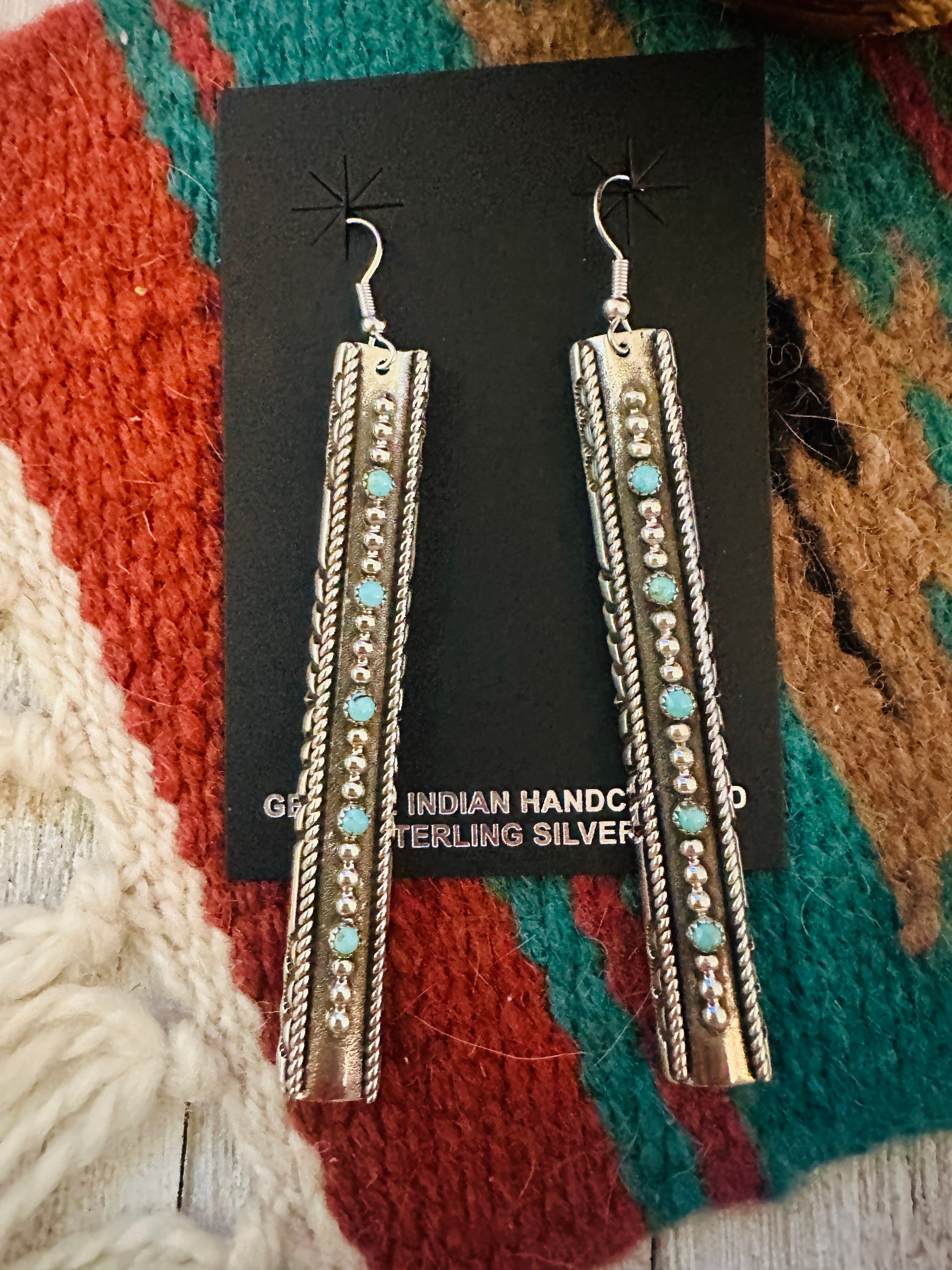 Navajo Turquoise & Sterling Silver Dangle Earrings