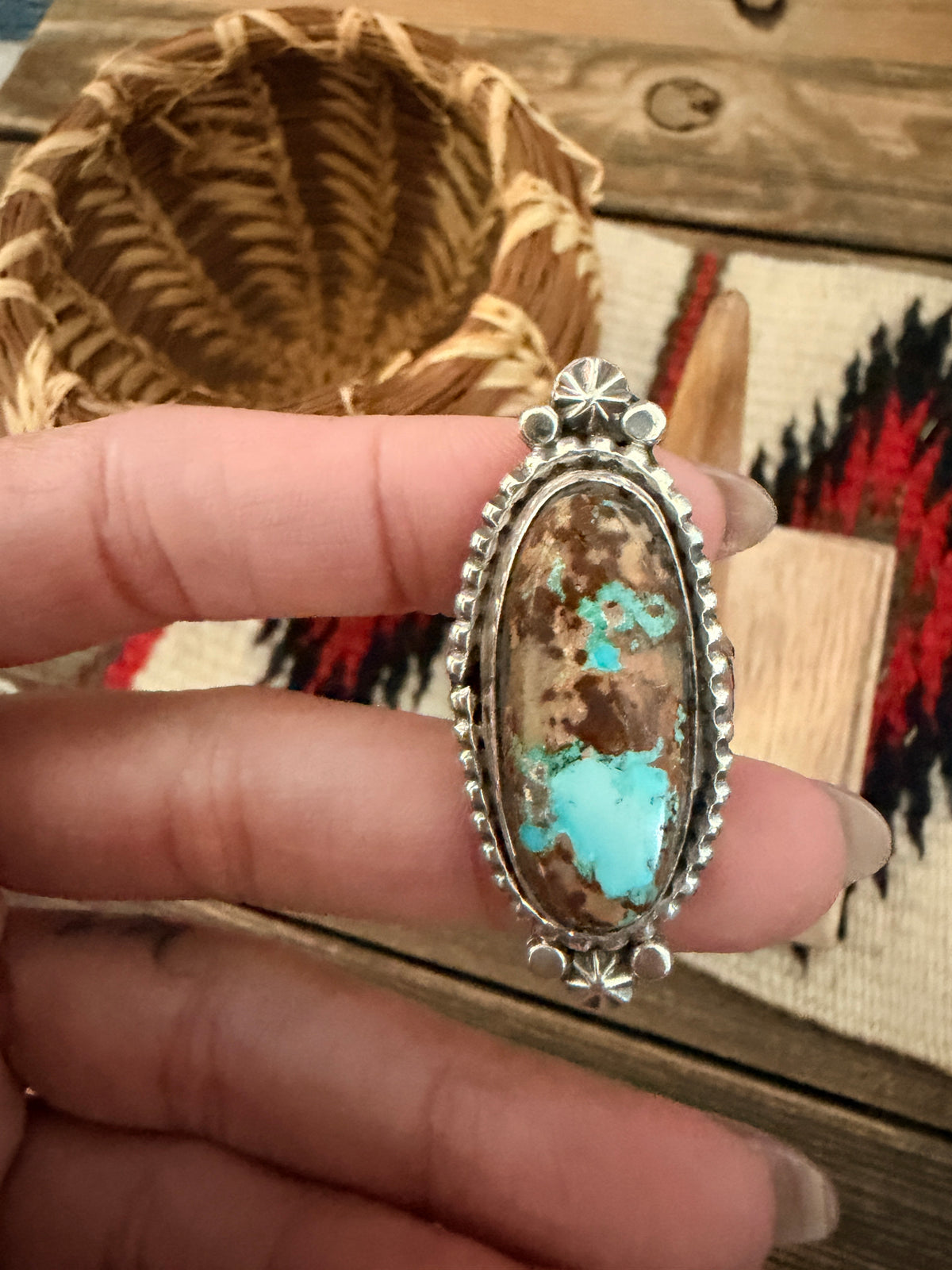 Handcrafted Royston Turquoise & Sterling Silver Ring 7.75 by Rosella Paxson