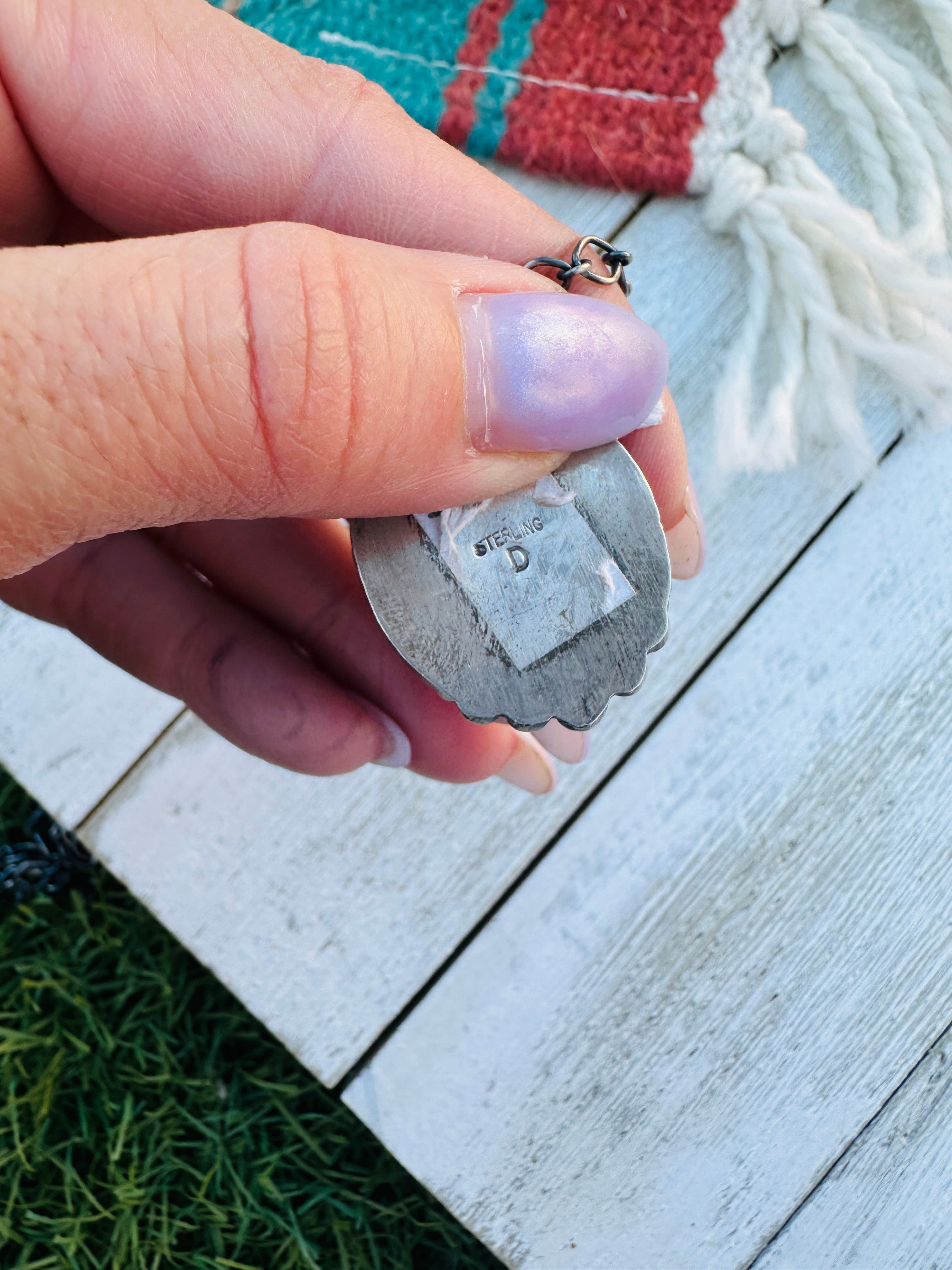 Handcrafted Sterling Silver 18” Link Chain & Turquoise Necklace