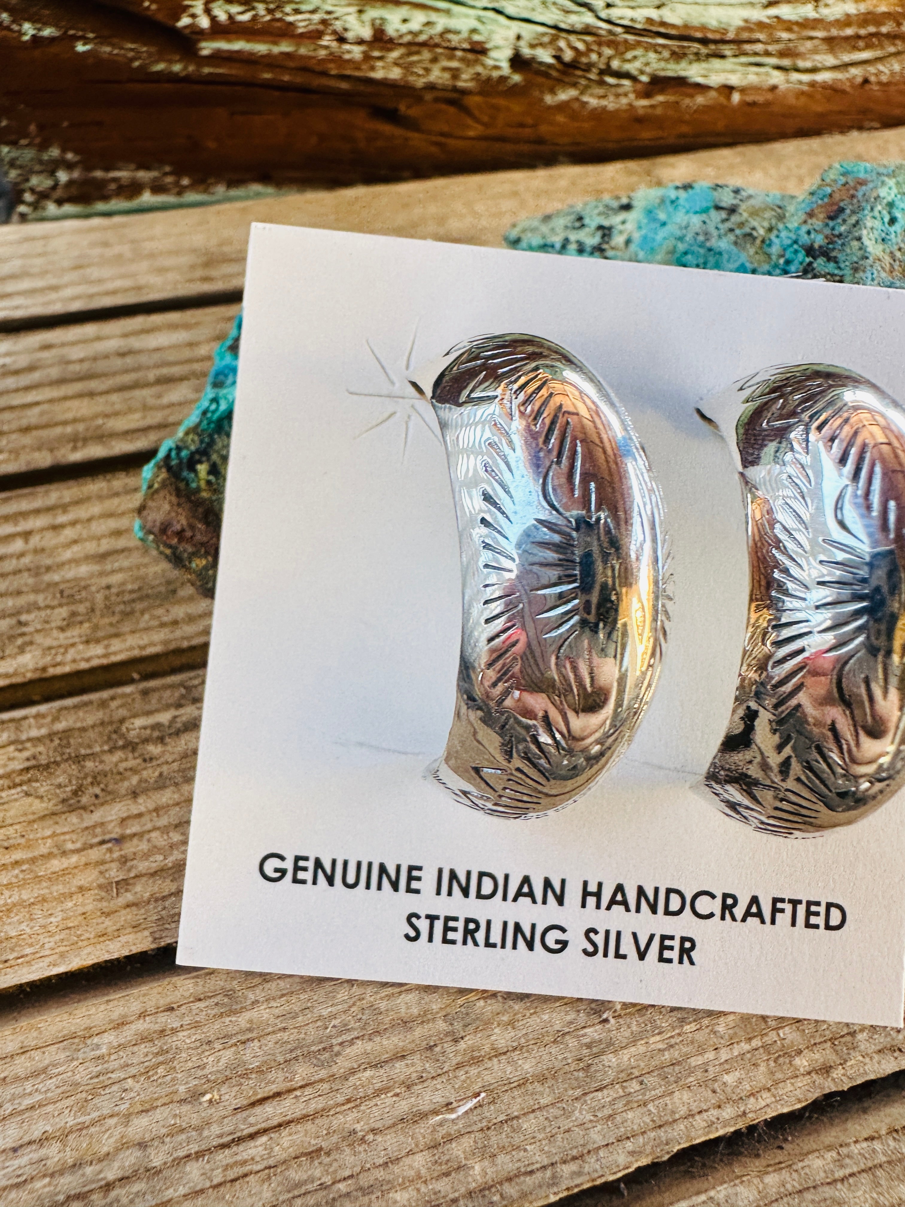 Hand Stamped Sterling Silver Hoop Earrings