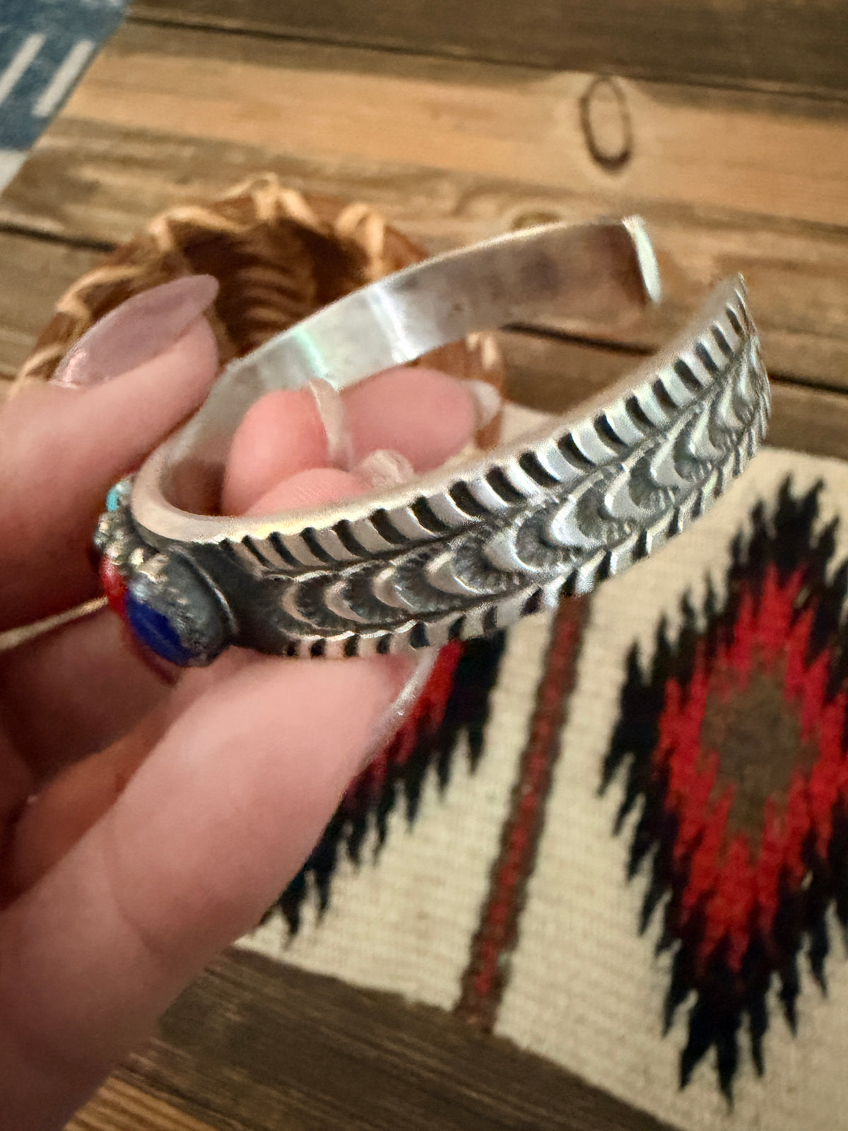 Handcrafted Multi Stone & Sterling Silver Cuff Bracelet