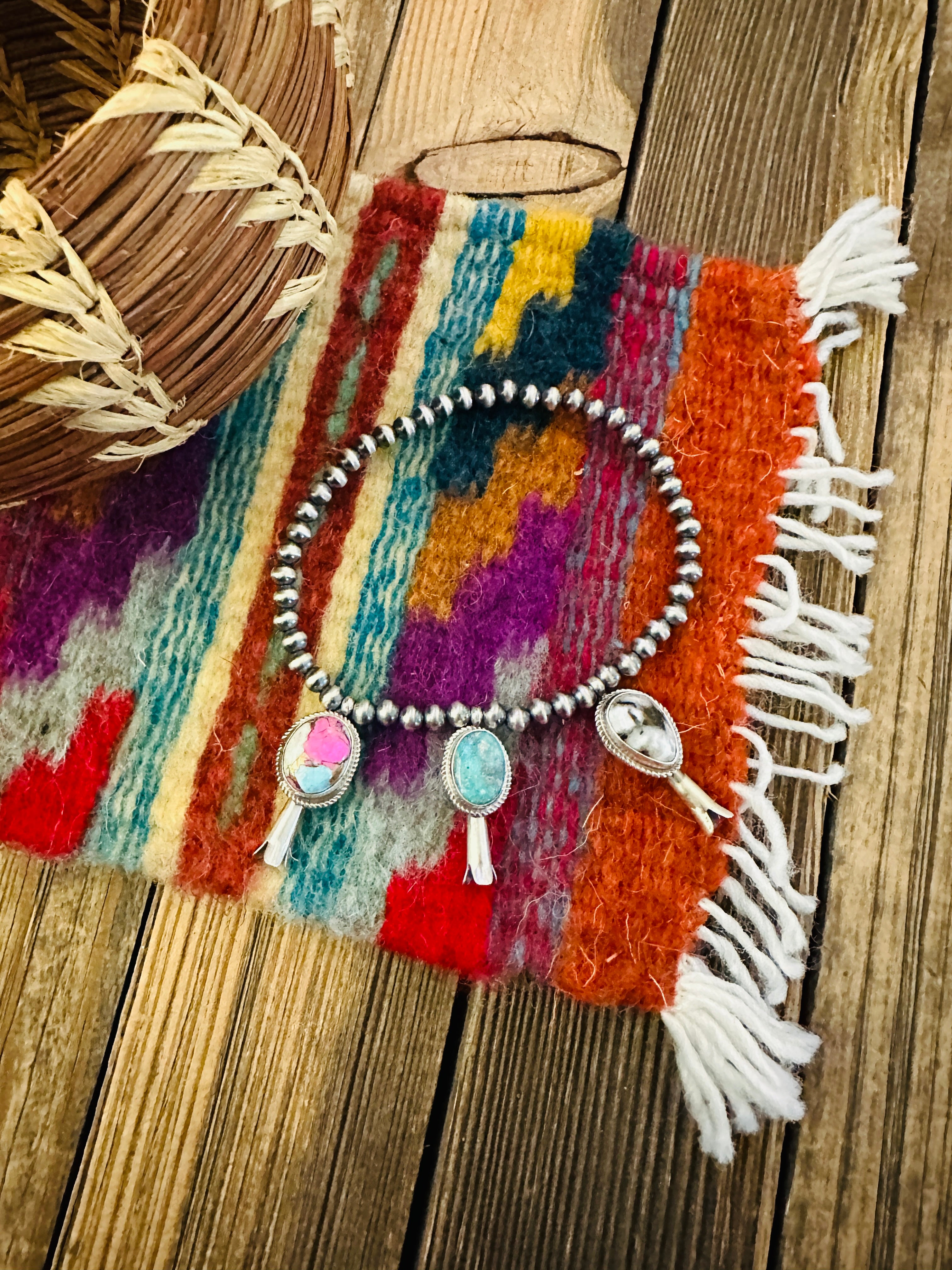 Handcrafted 3mm Sterling Silver Pearl & Multi Stone Blossom Stretch Bracelet