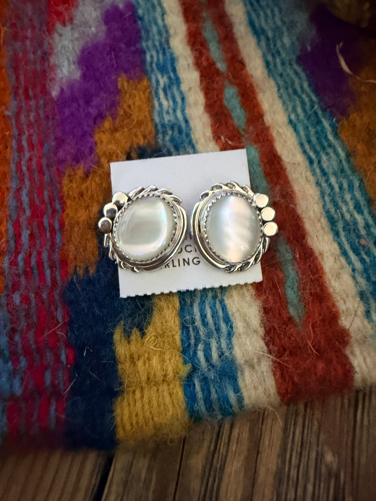 Handcrafted Sterling Silver and Mother of Pearl Stud Earrings