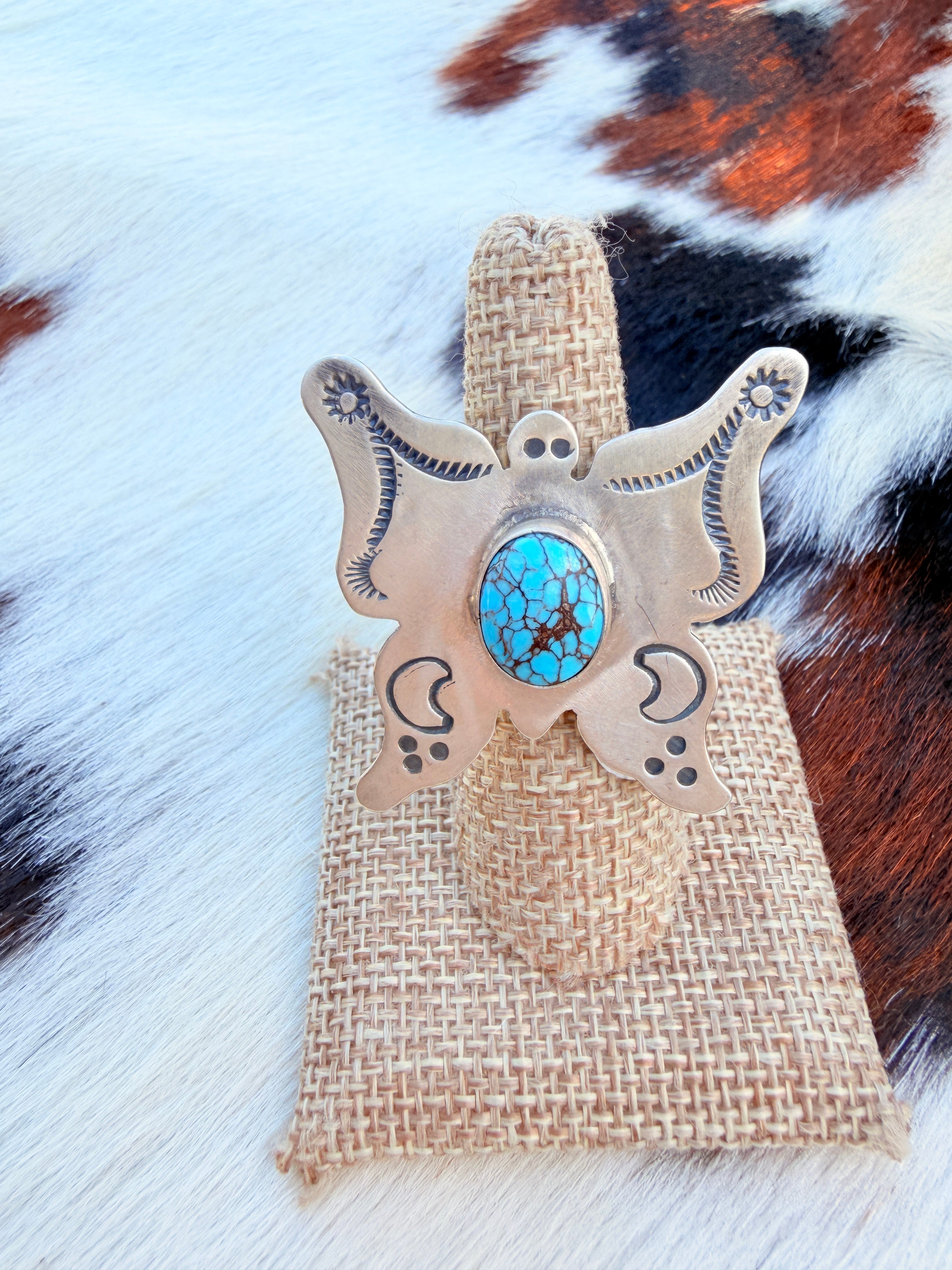 Handcrafted Turquoise & Sterling Silver Adjustable Butterfly Ring