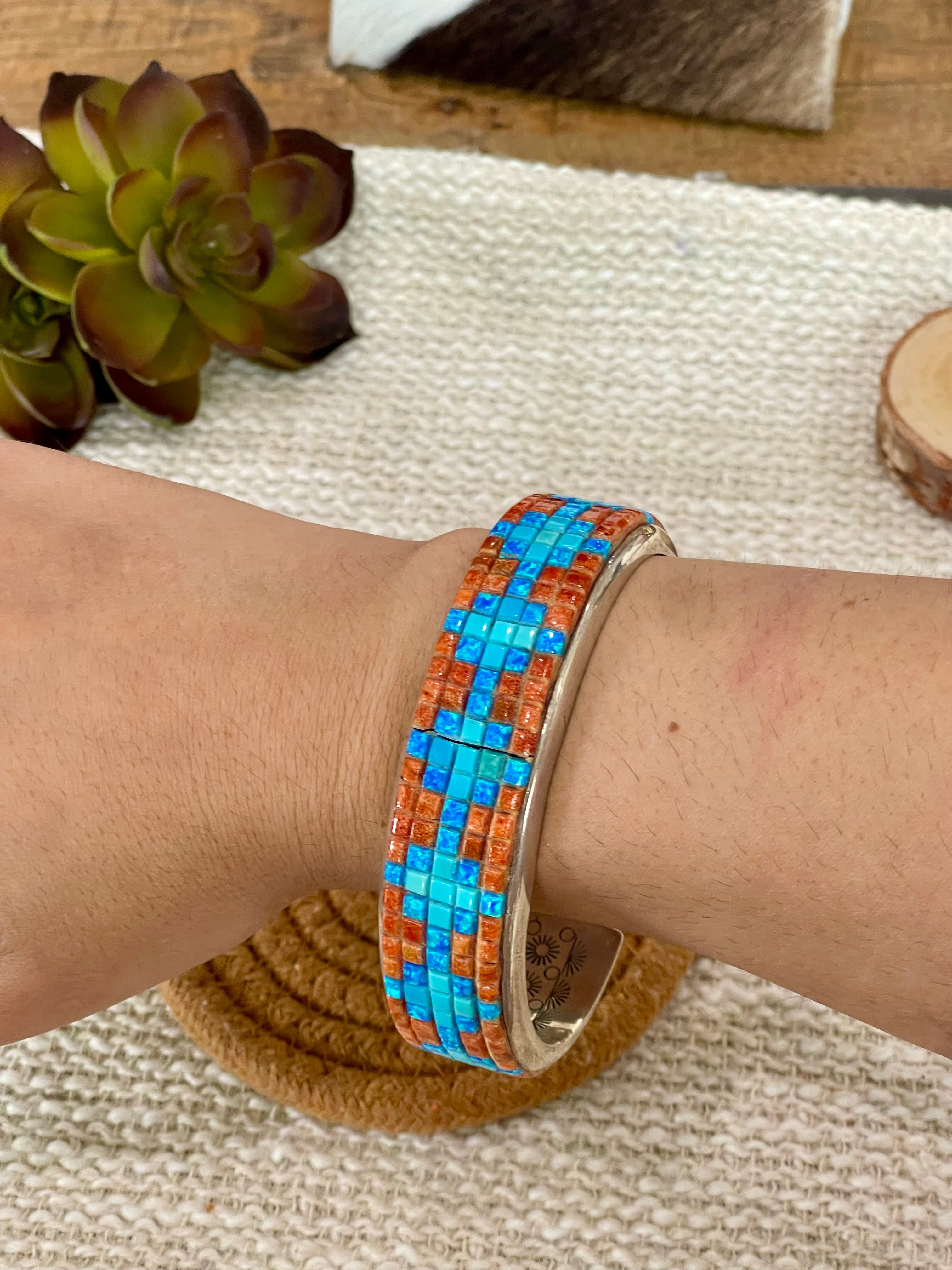 Gorgeous Handmade Sterling Silver & Multi Stone Cuff Bracelet