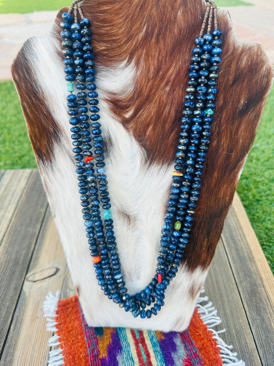 Old Pawn Handcrafted Lapis, Heishi & Sterling Silver Beaded 24” Necklace