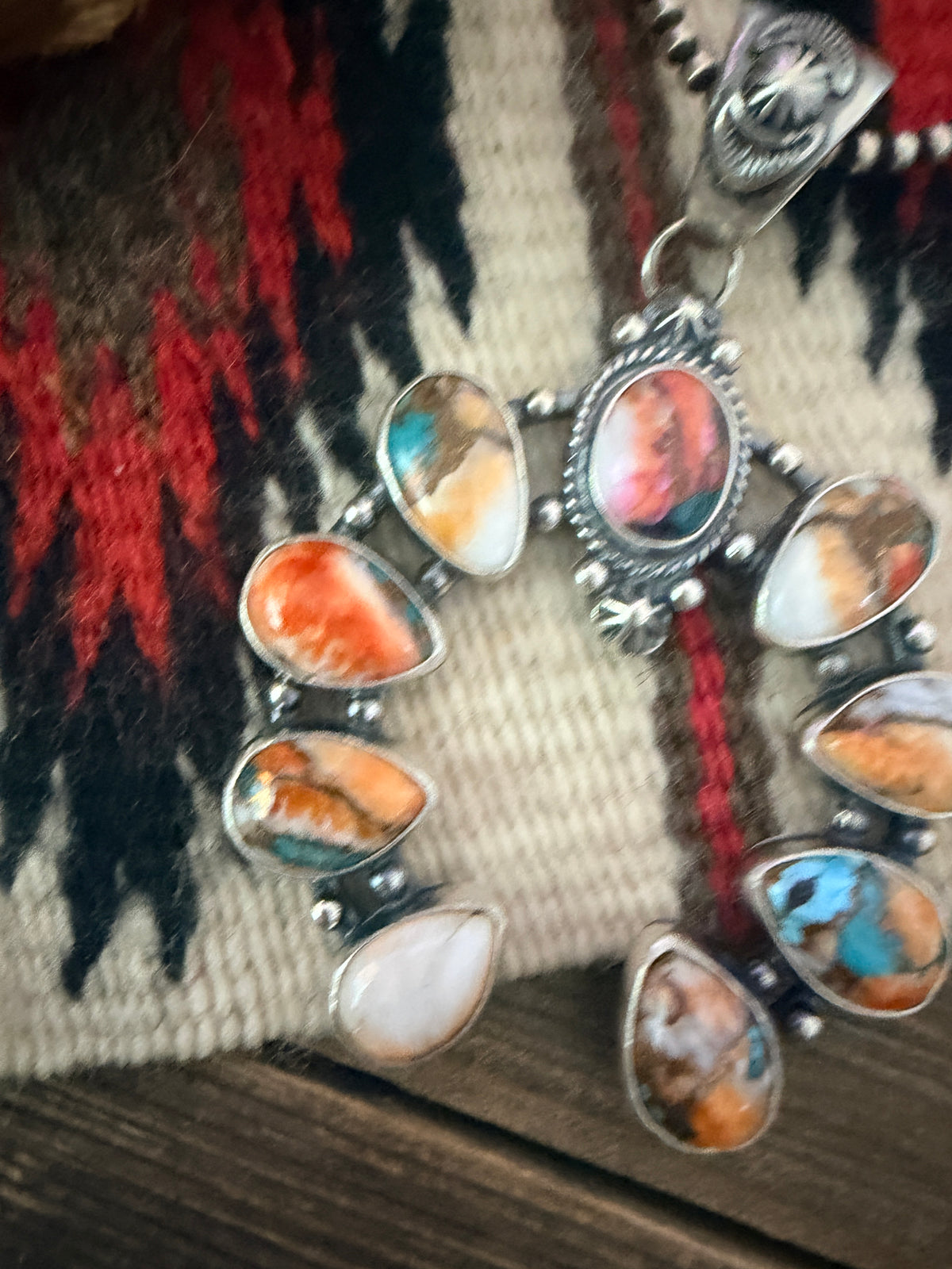 Handcrafted Sterling Silver & Multi Stone Naja Pendant by Joe Begay