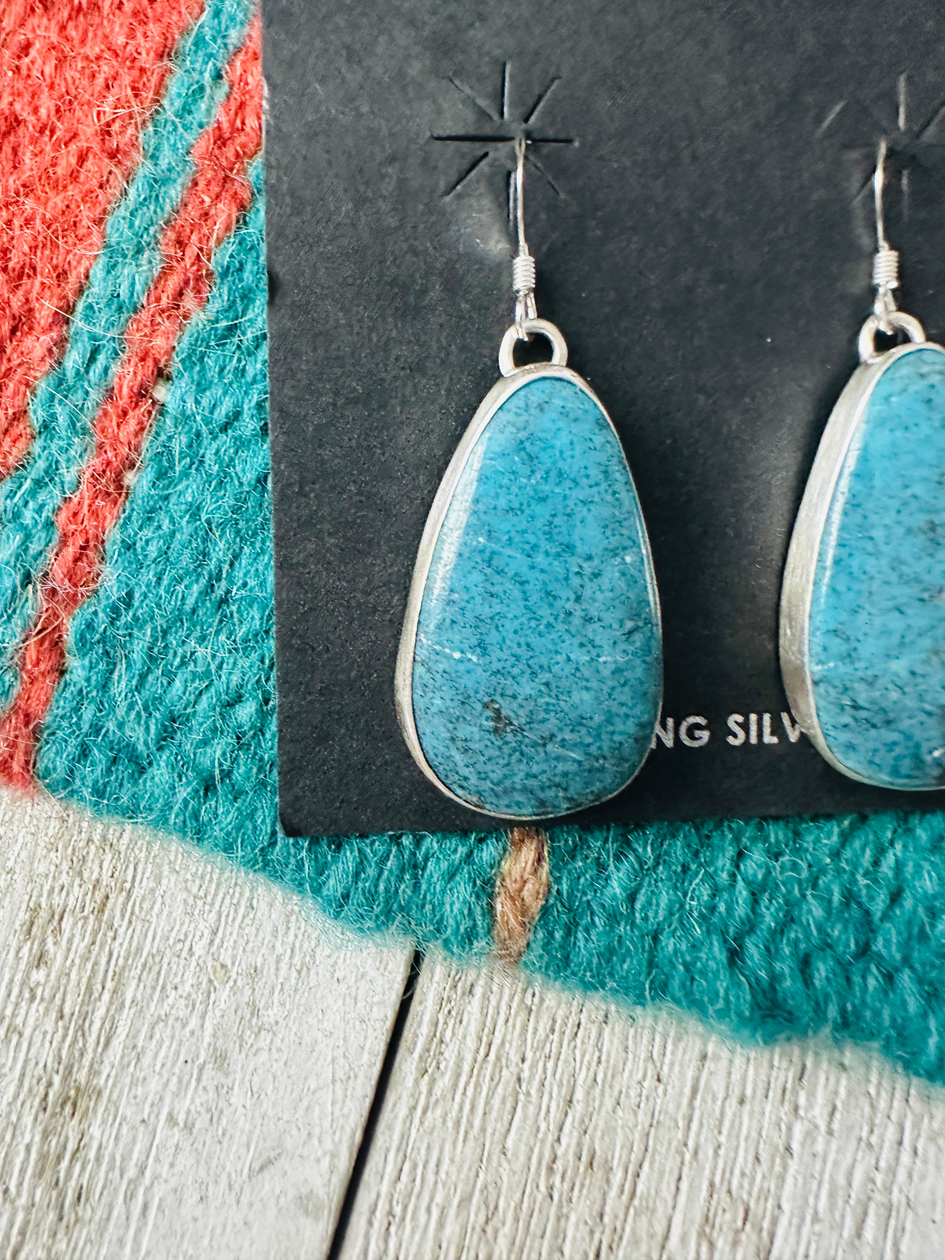 Navajo Turquoise & Sterling Silver Dangle Earrings