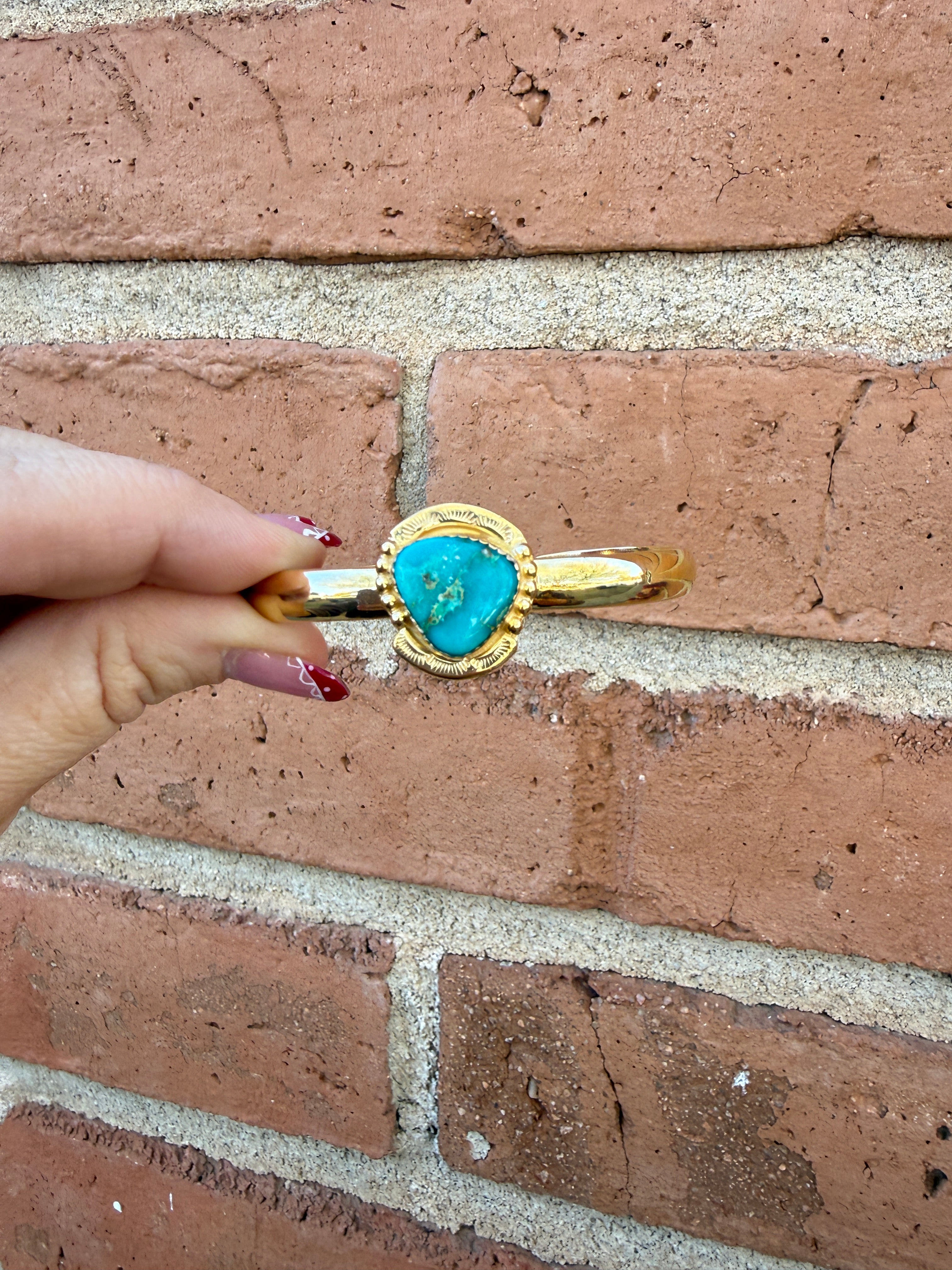 “The Golden Collection” Handmade Gold Plated Sterling Silver Natural Sonoran Mountain Turquoise Bracelet style 7