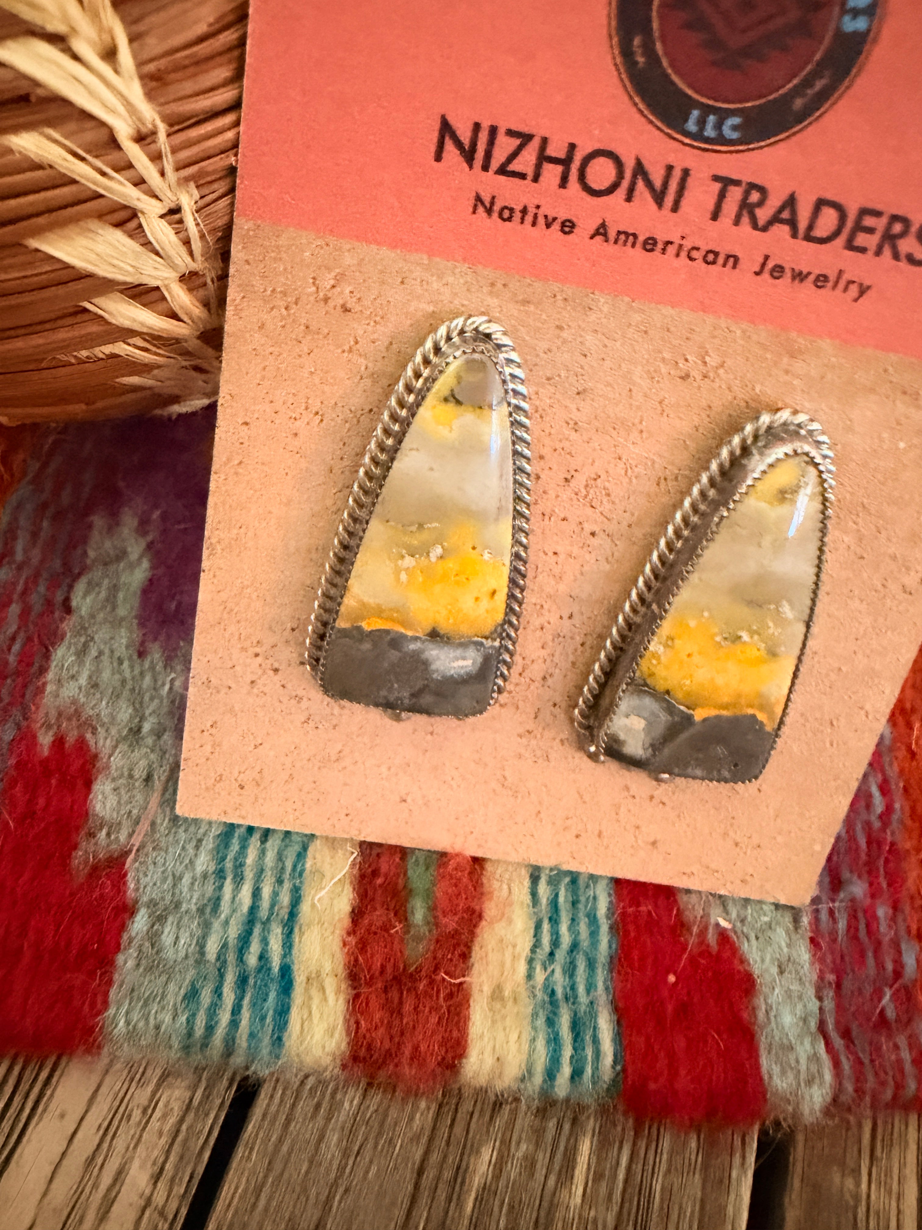 Handcrafted Bumblebee & Sterling Silver Post Earrings