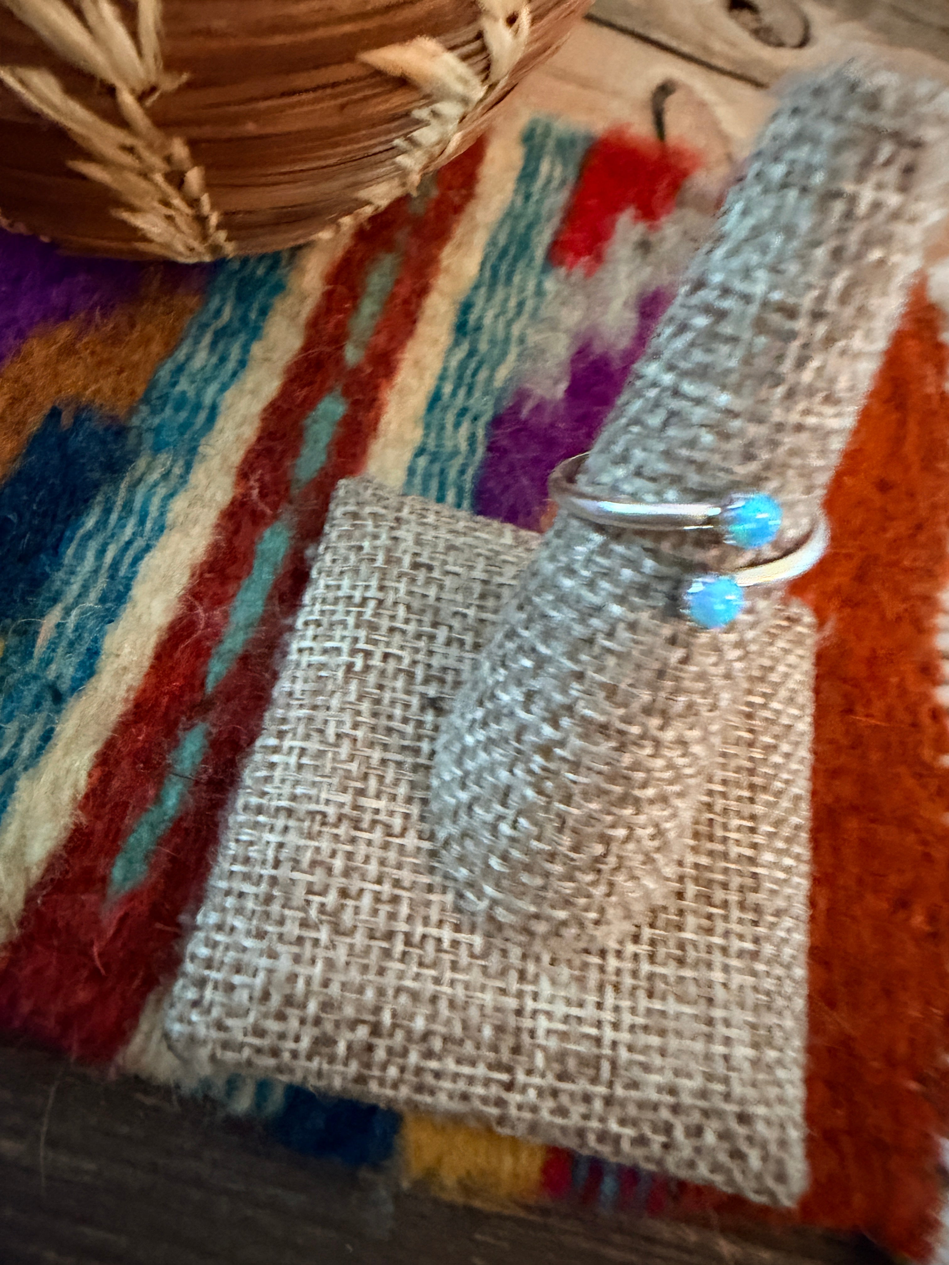 Handcrafted Light Blue Opal & Sterling Silver Adjustable Ring