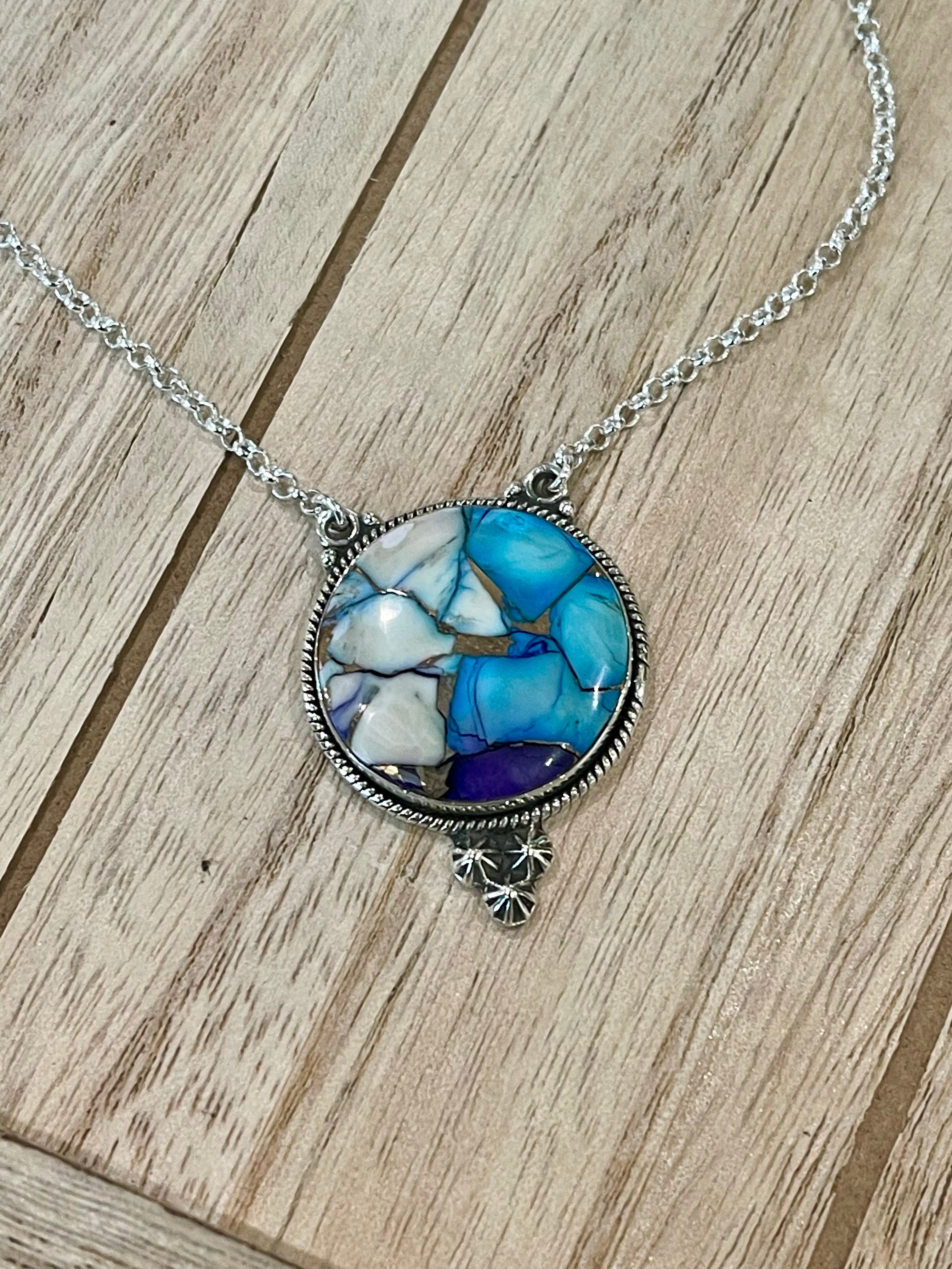 Handmade Sterling Silver & Purple Dream Mojave Heart Necklace