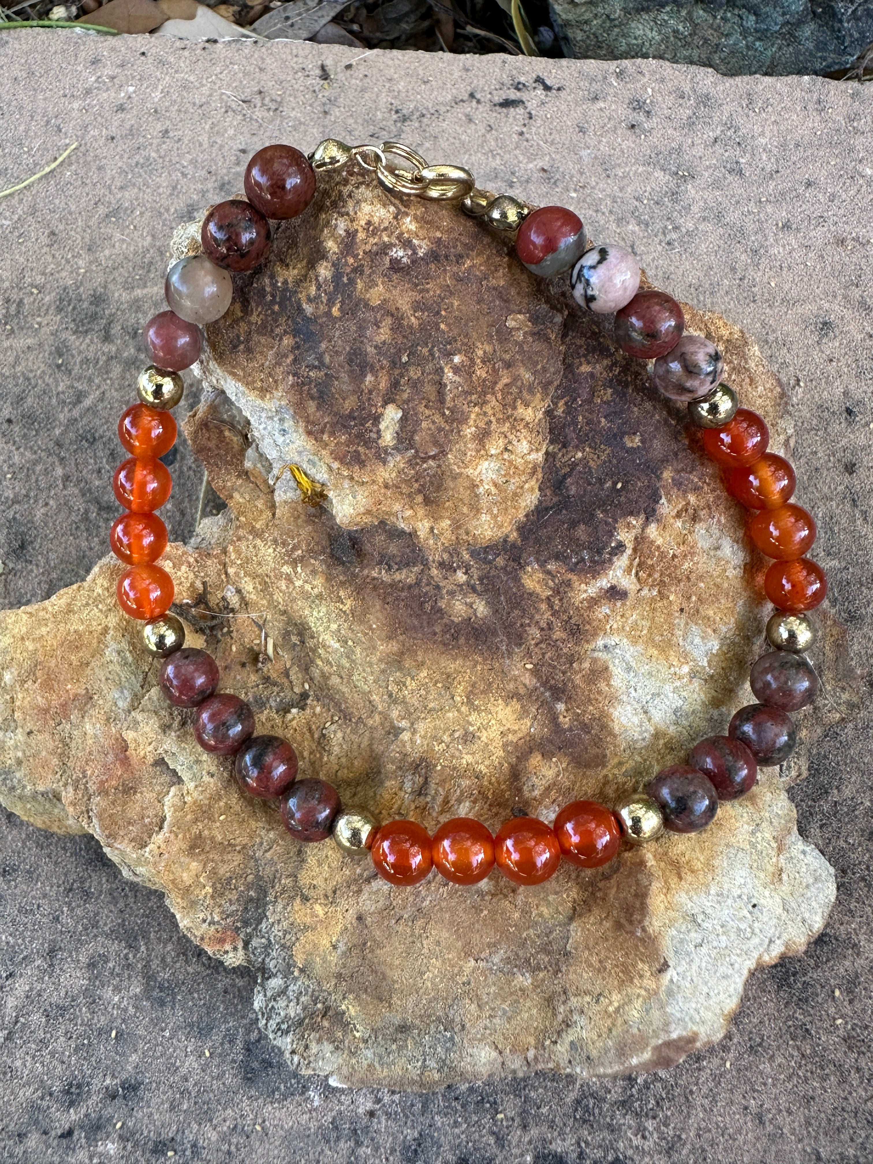 Orange & Multi Color Carnelian Agate Bracelet