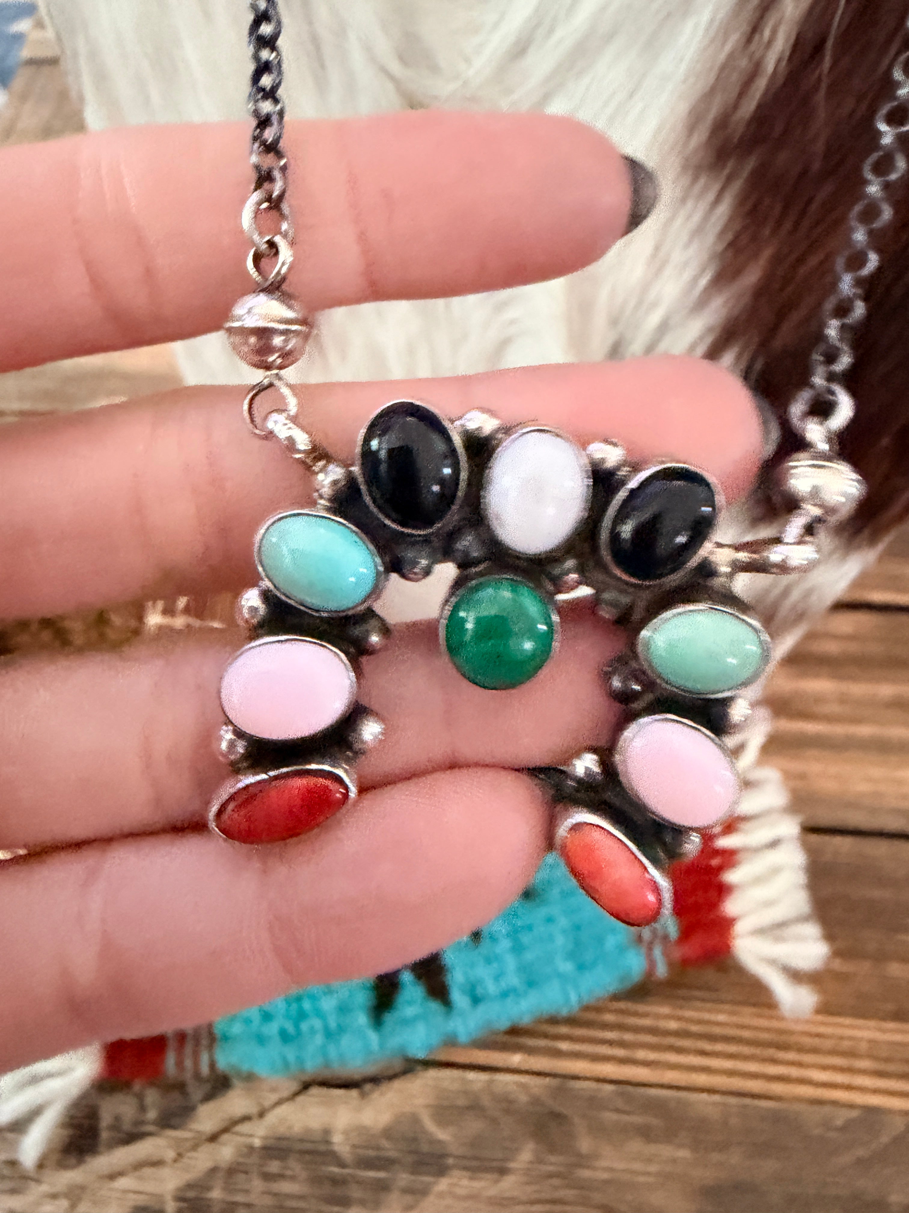 Handcrafted Multi Stone & Sterling Silver Naja Necklace by Jacqueline Silver