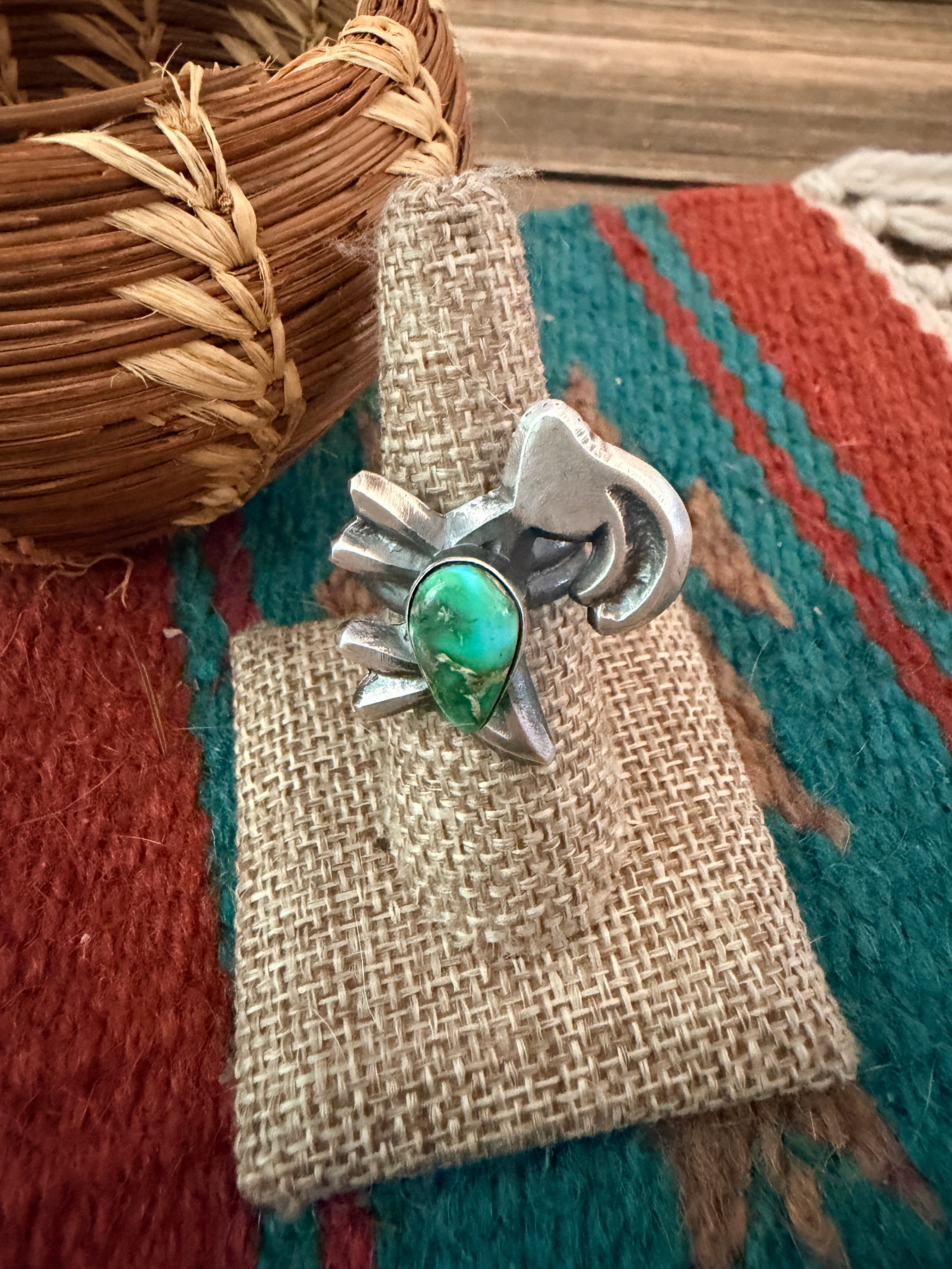 Handcrafted Sonoran Mountain Turquoise and Sterling Silver Goat Ring size 7 by Chimney Butte