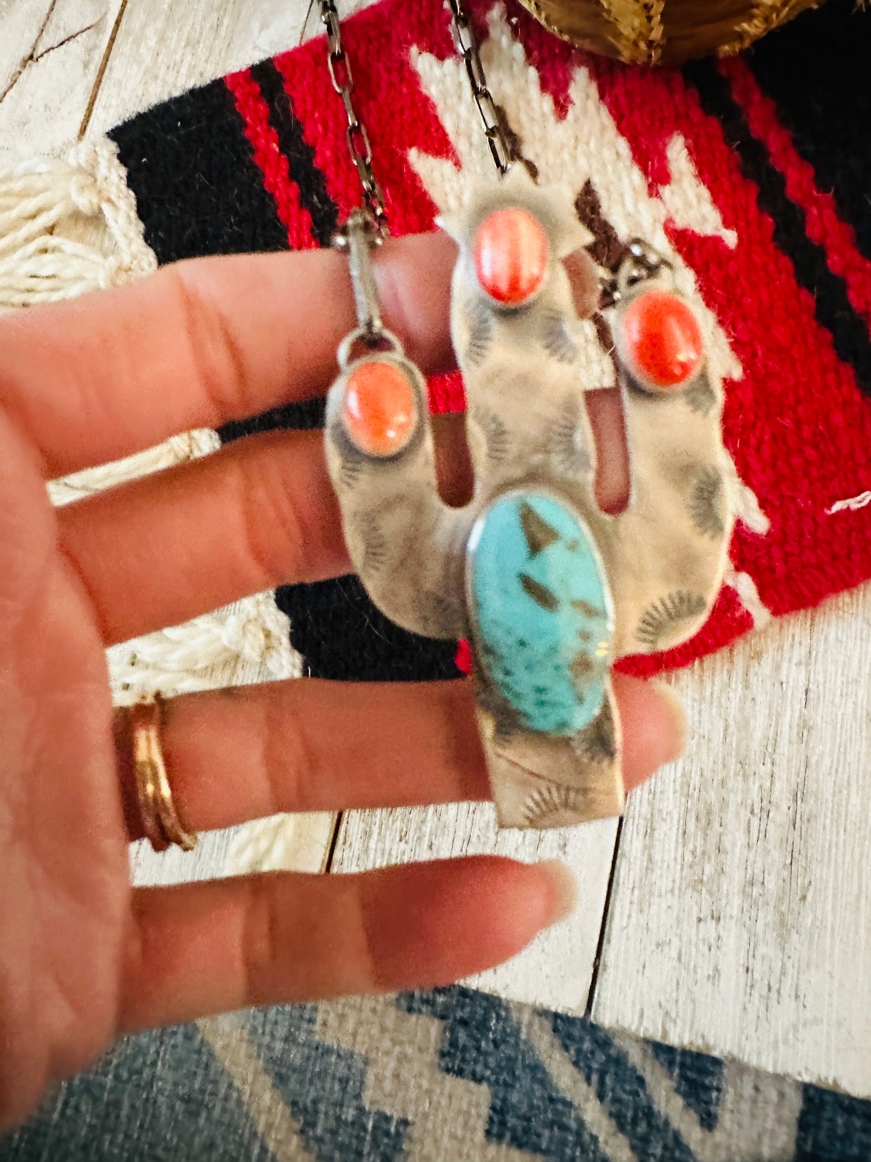 Handcrafted Sterling Silver, Turquoise & Spiny Cactus Necklace