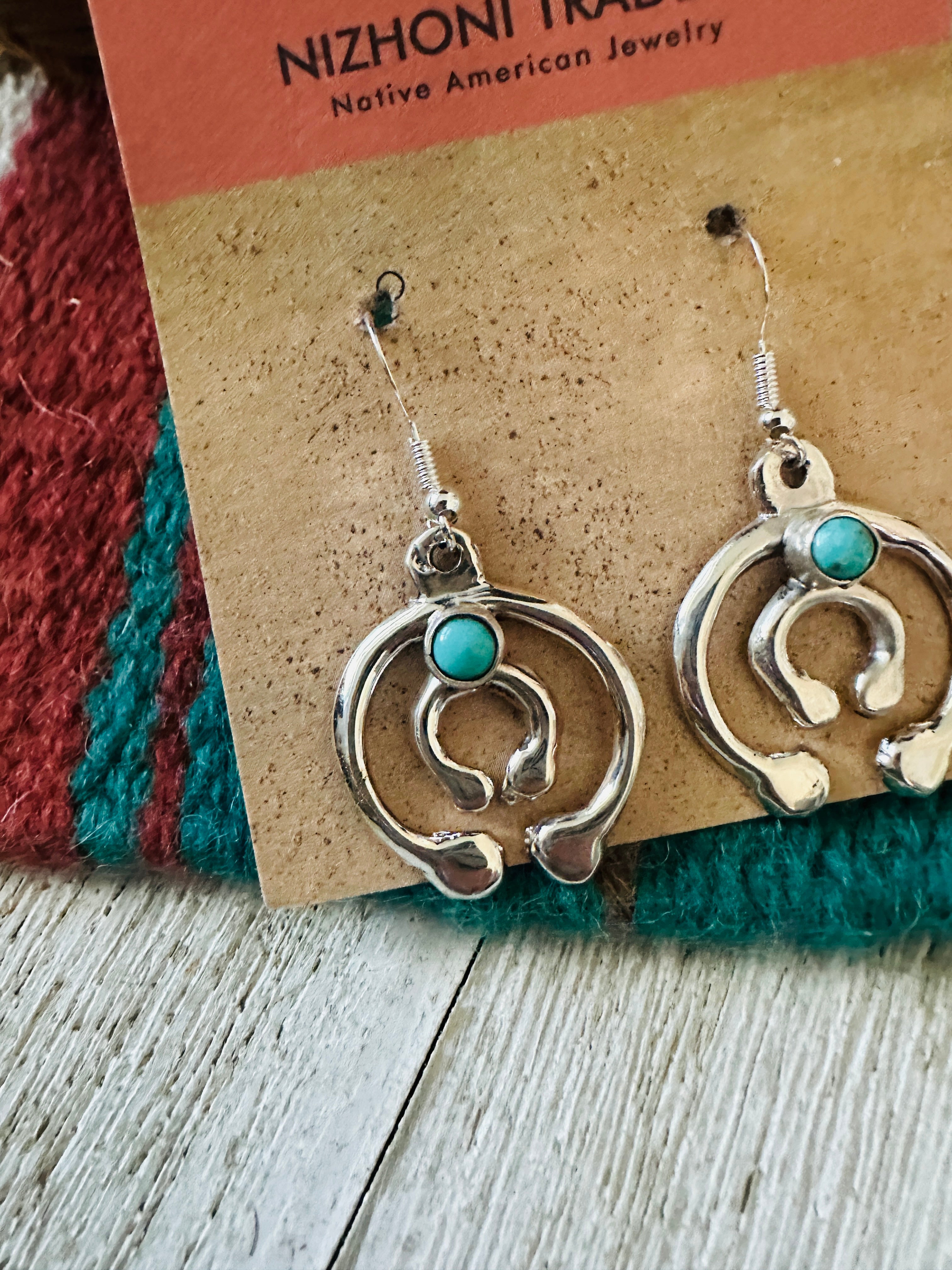 Handcrafted Turquoise & Sterling Silver Naja Dangle Earrings