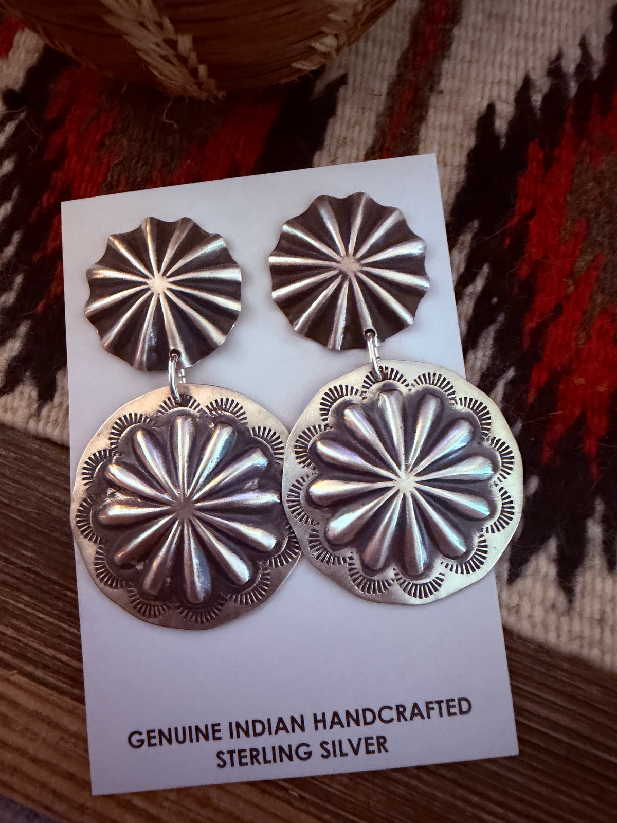 Handcrafted Sterling Silver Concho Dangle Earrings