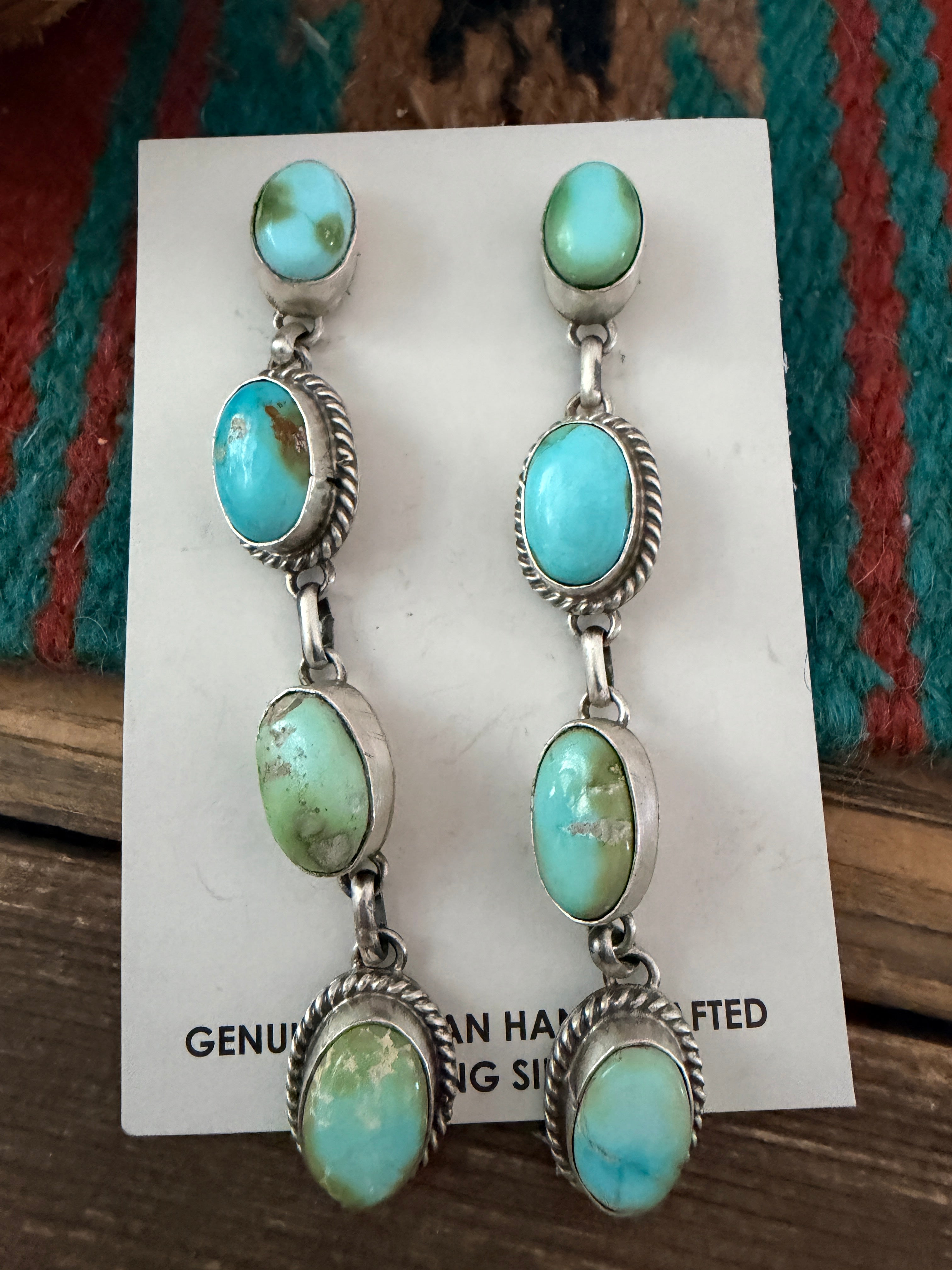Handcrafted Sonoran Mountain Turquoise & Sterling Silver Dangle Earrings