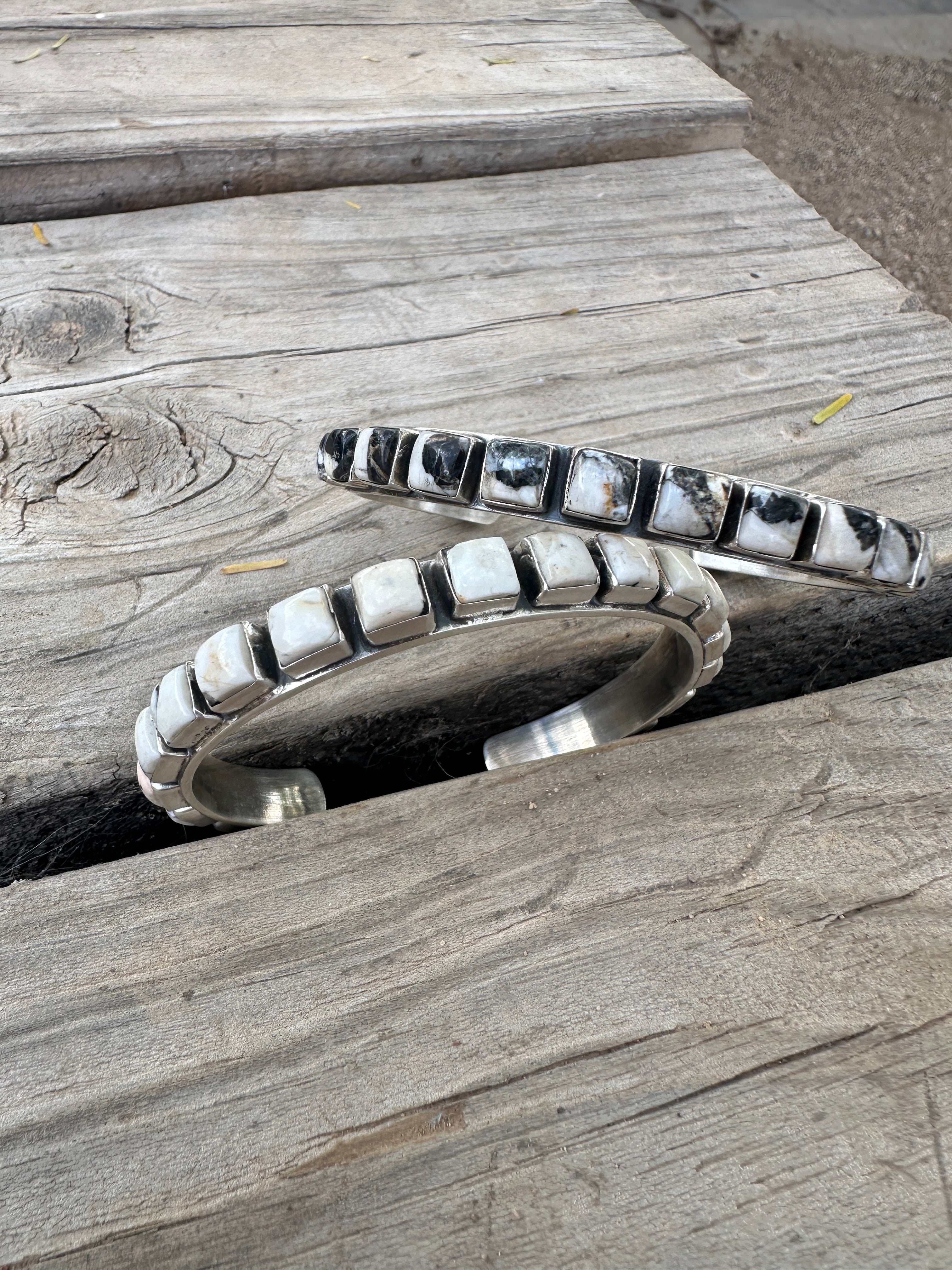 Handmade White Buffalo & Sterling Silver Cuff Bracelett