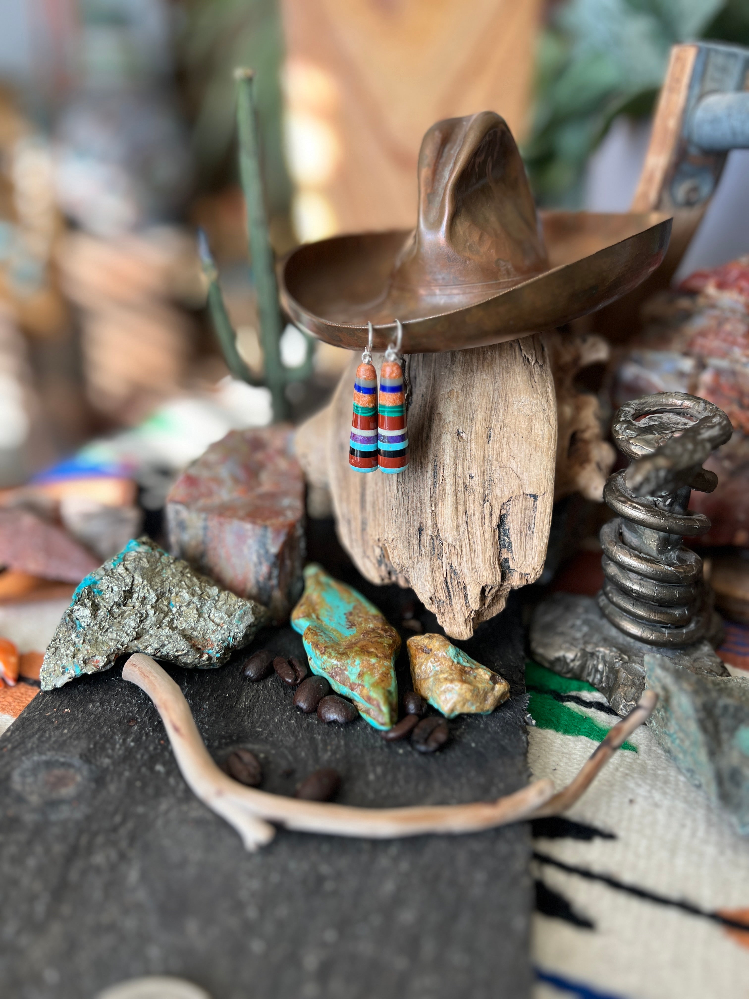 Santo Domingo Layered Multistone Earrings by Ronald Chavez, Stacked Gems #4