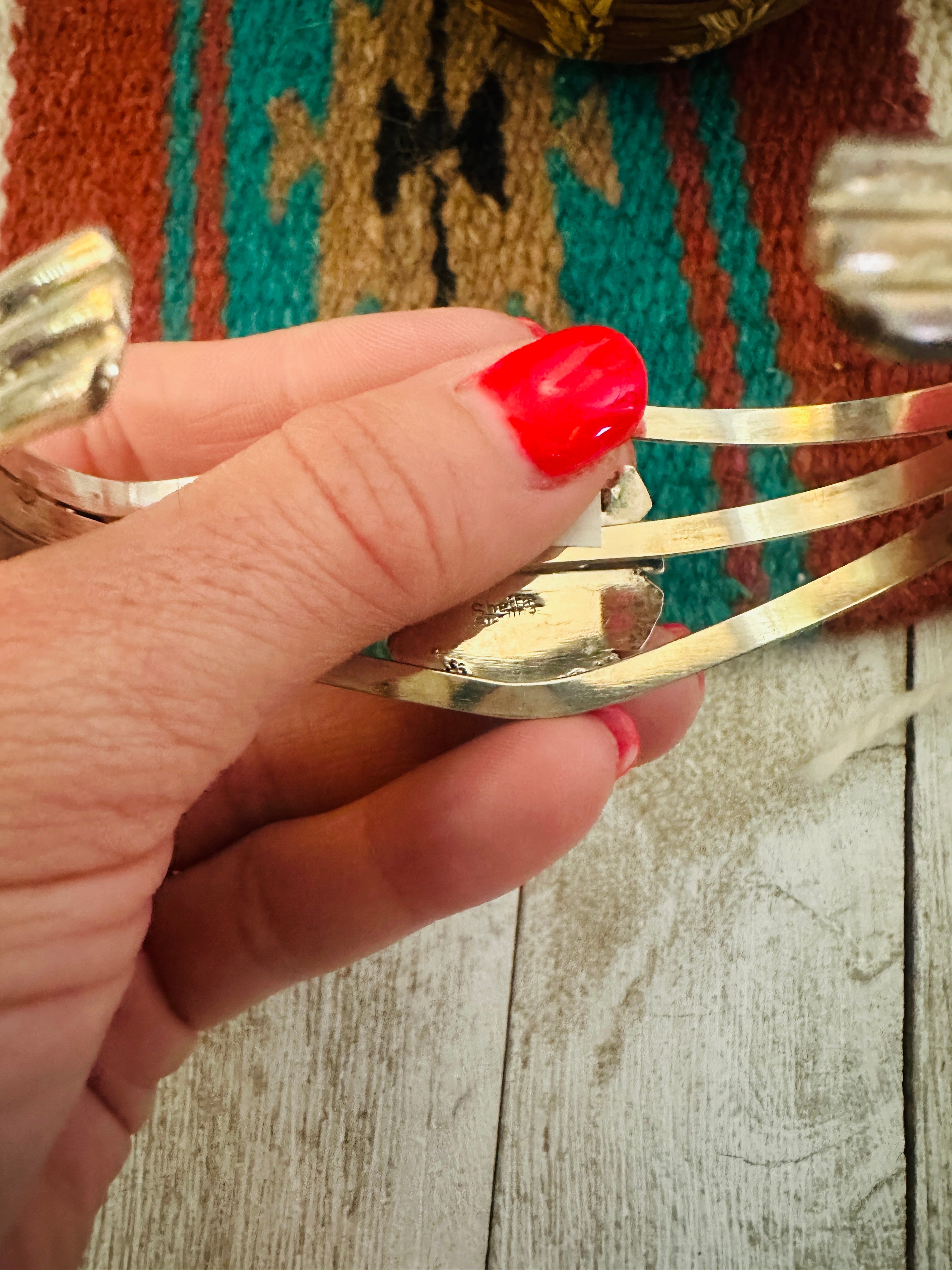 Navajo White Buffalo & Sterling Silver Cuff Bracelet