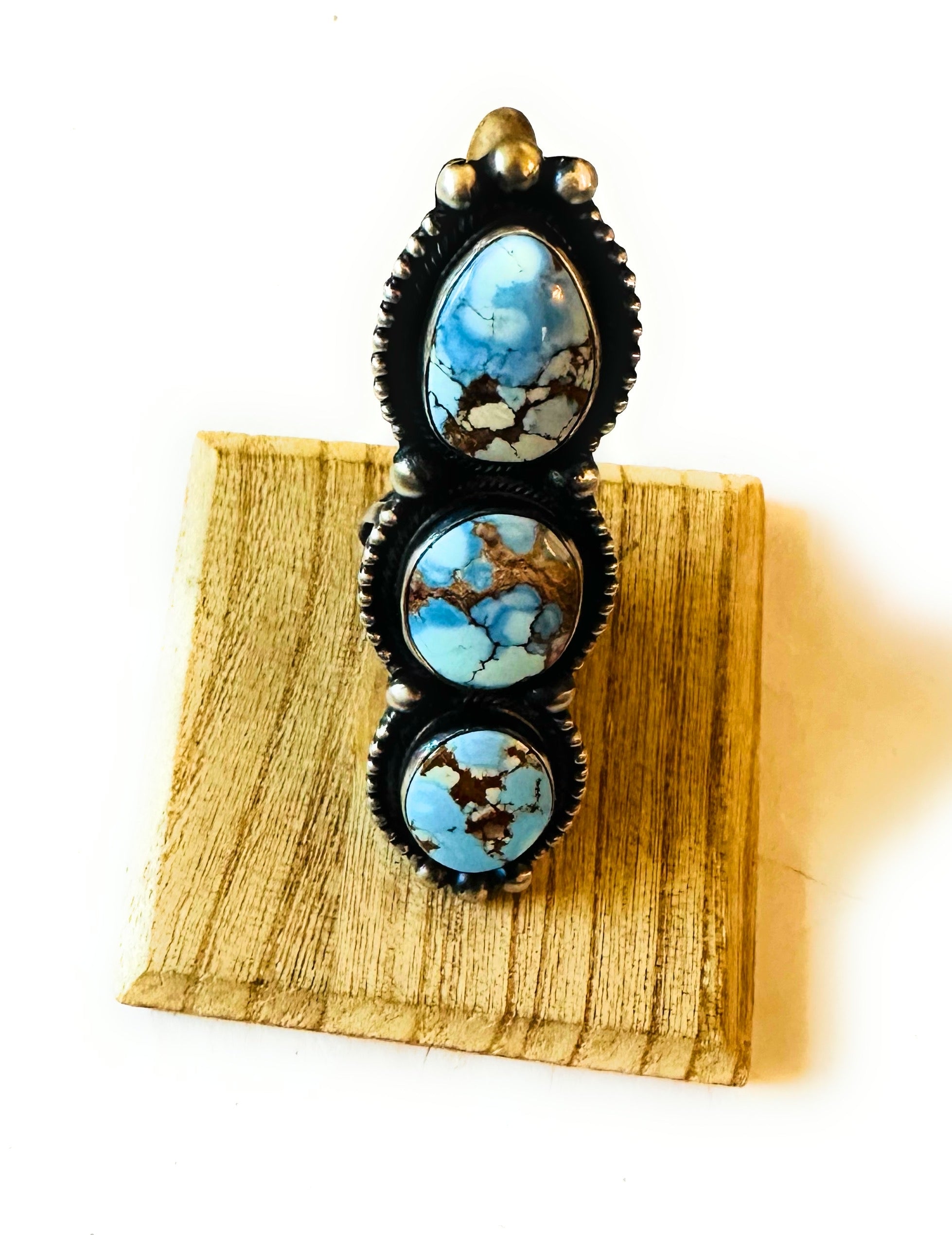 Navajo Golden Hills Turquoise & Sterling Silver Ring Size 7 by Kathleen Livingston