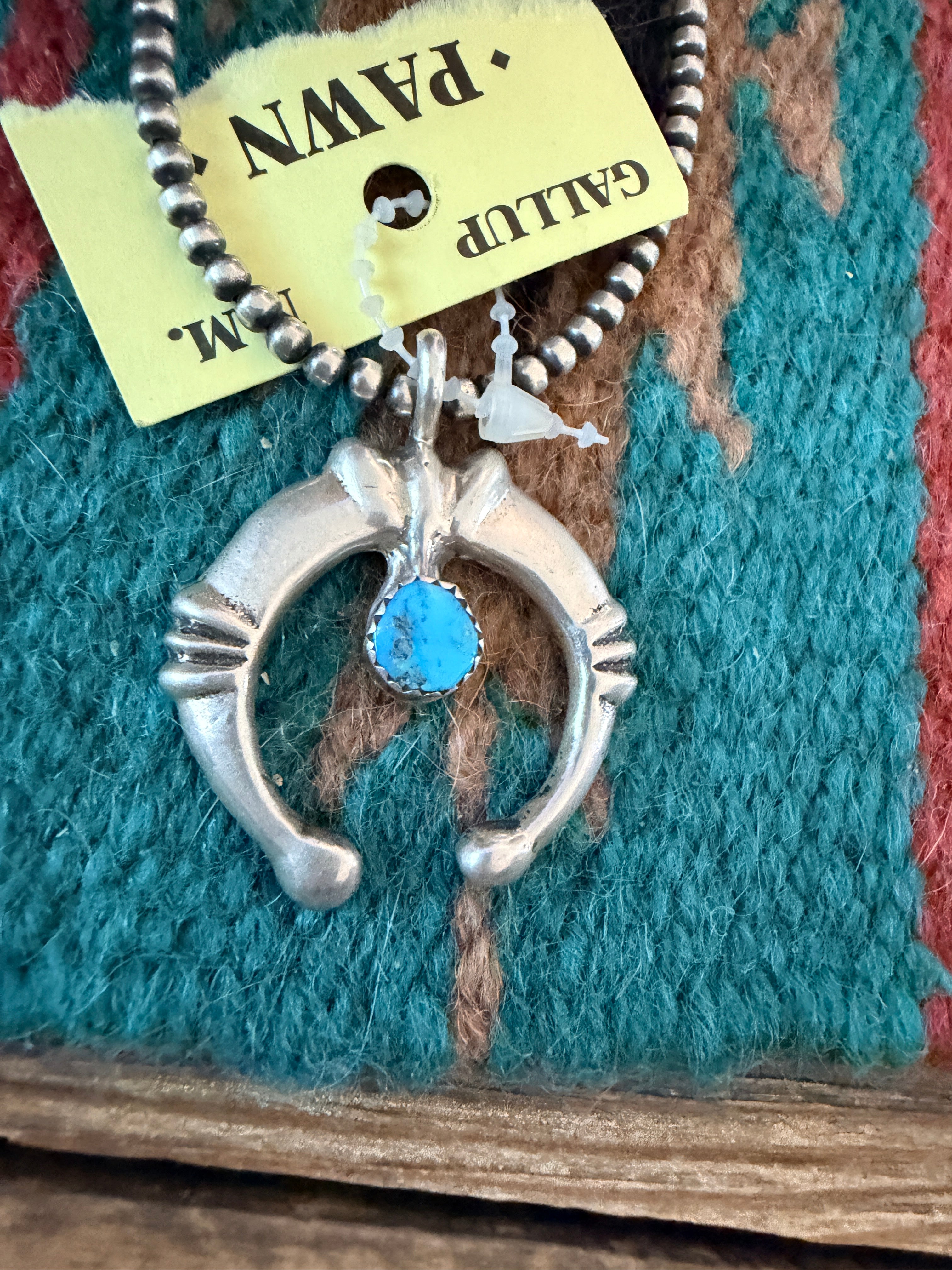 Old Pawn Handcrafted Turquoise and Sterling Silver Naja Pendant
