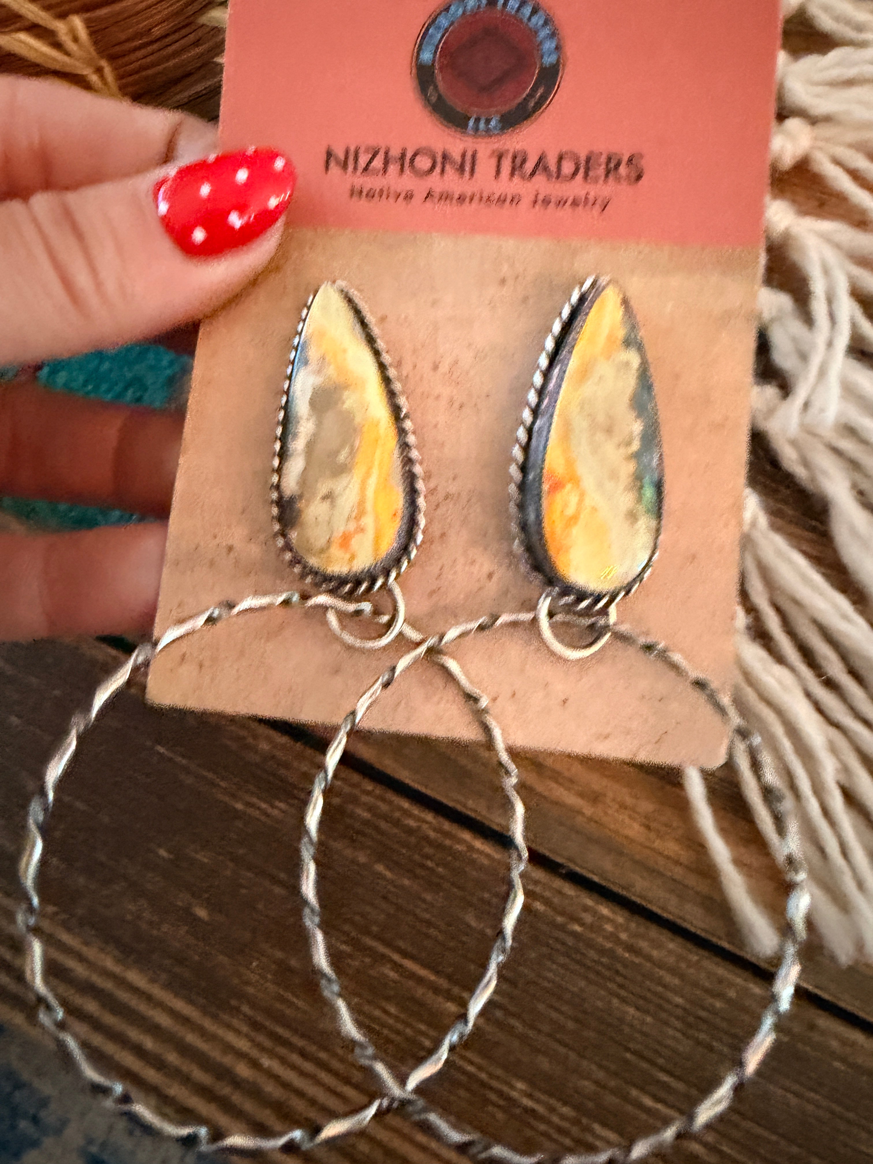 Handcrafted Bumblebee & Sterling Silver Hoop Earrings