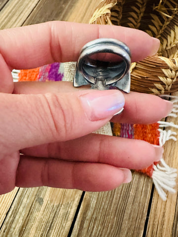 Handcrafted Pearl and Sterling Silver Thunderbird Ring size 6 by Chimney Butte