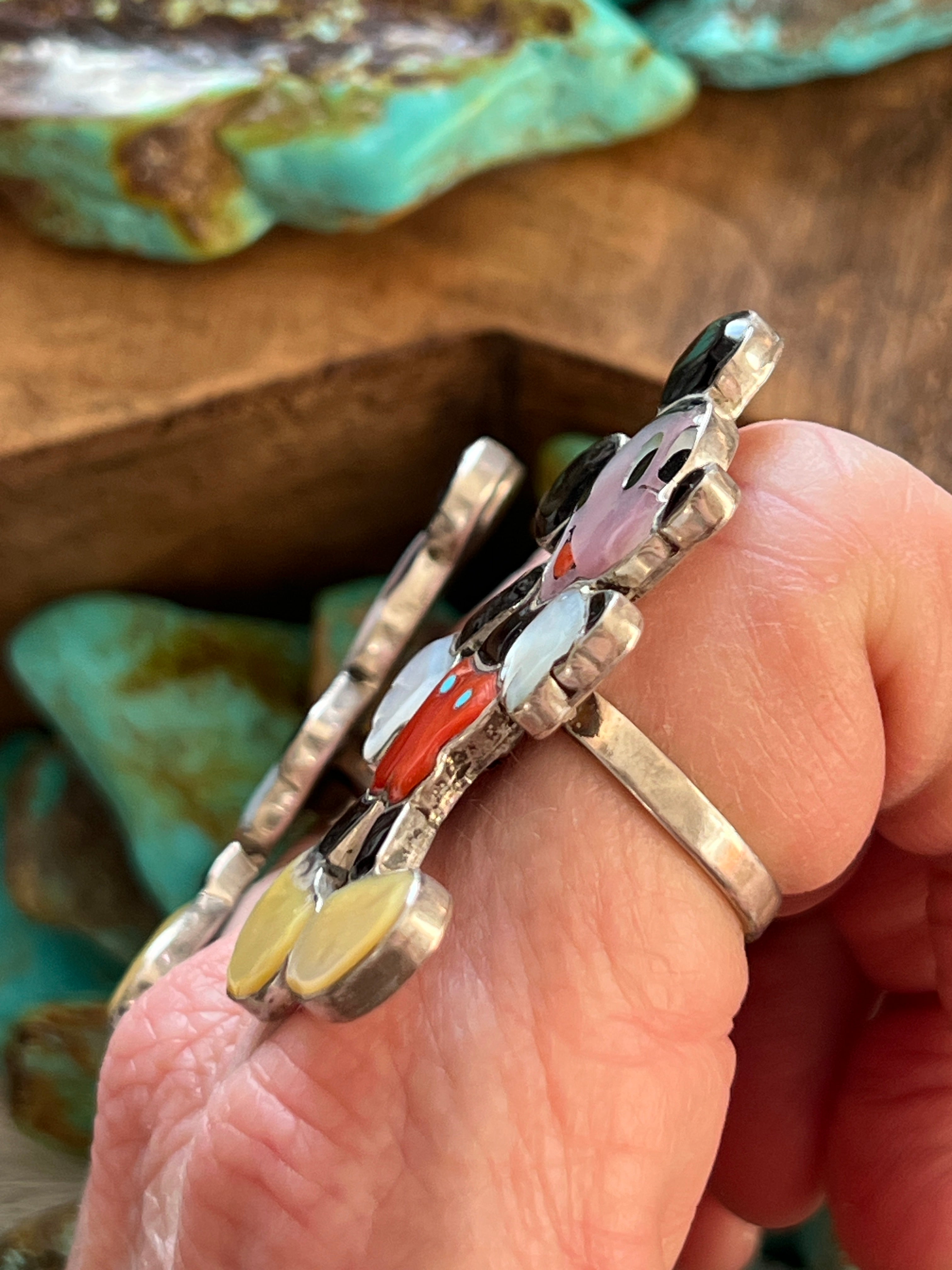 Handcrafted Mickey Mouse Multi Stone Inlay Rings by Don Dewa, Adjustable